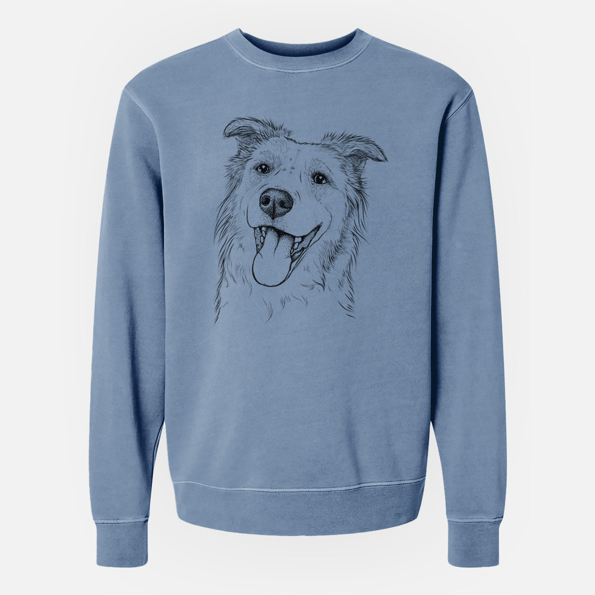 Bare Macaroni the Border Collie - Unisex Pigment Dyed Crew Sweatshirt