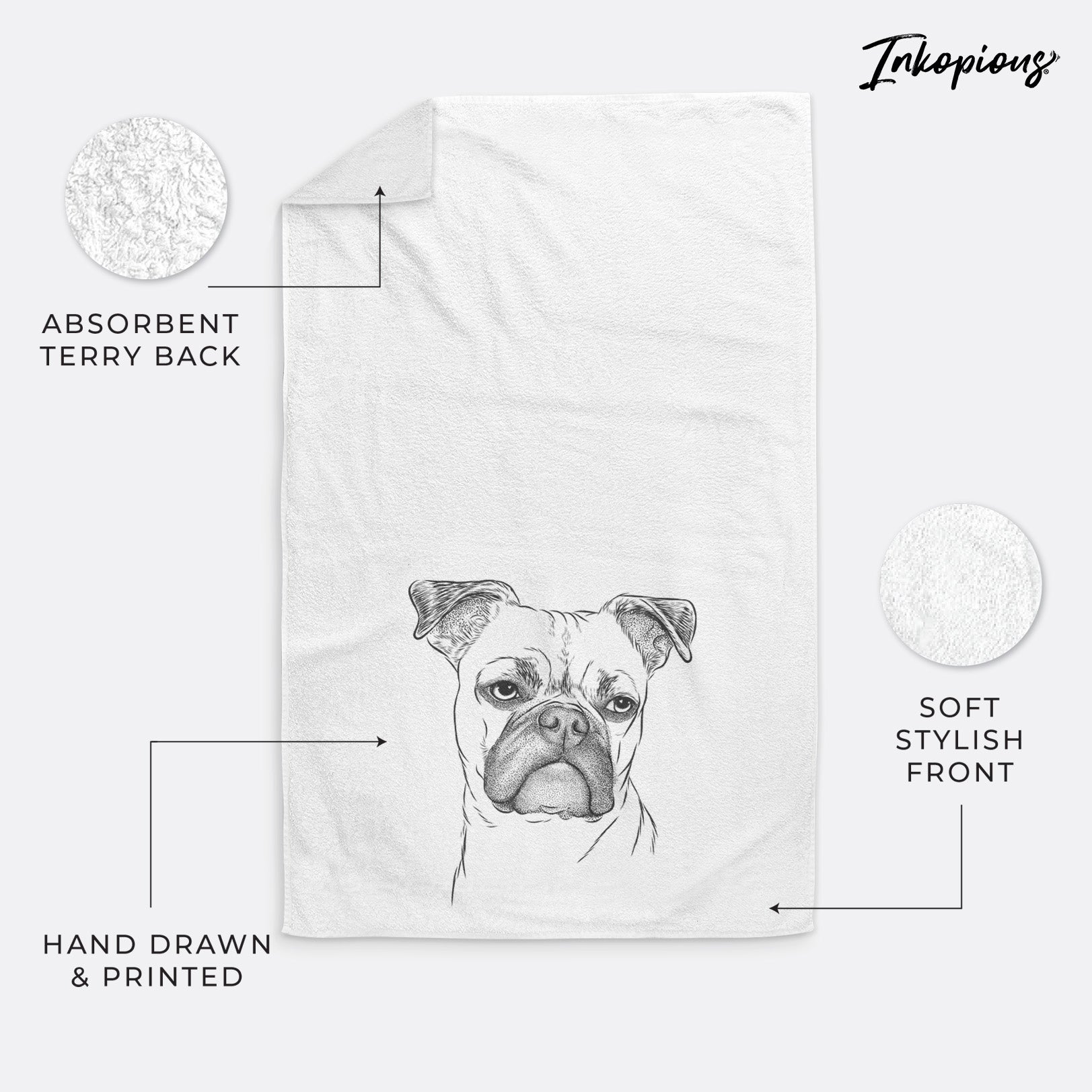 Mack the Bugg (Boston Terrier/Pug) Decorative Hand Towel