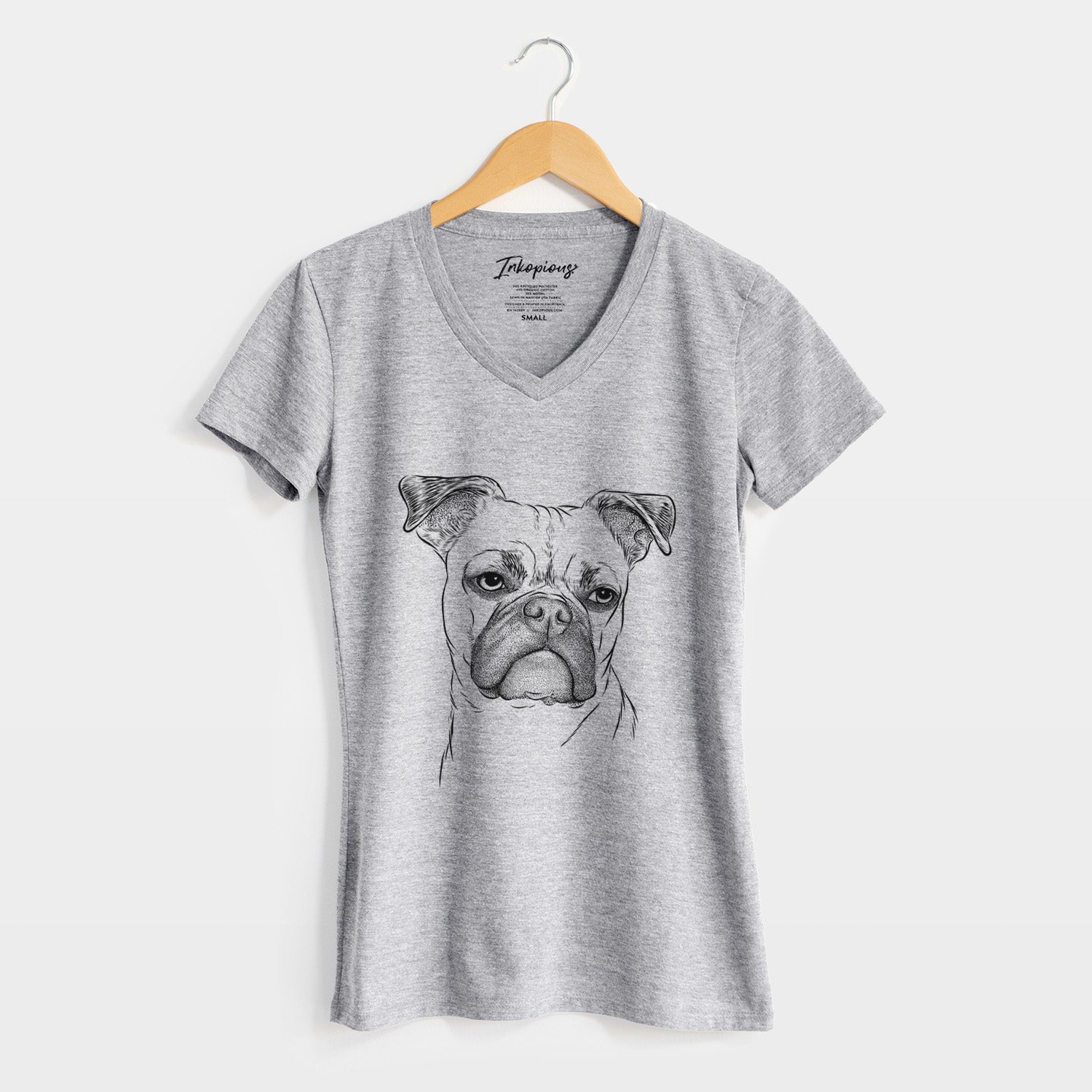 Bare Mack the Bugg (Boston Terrier/Pug) - Women's V-neck Shirt