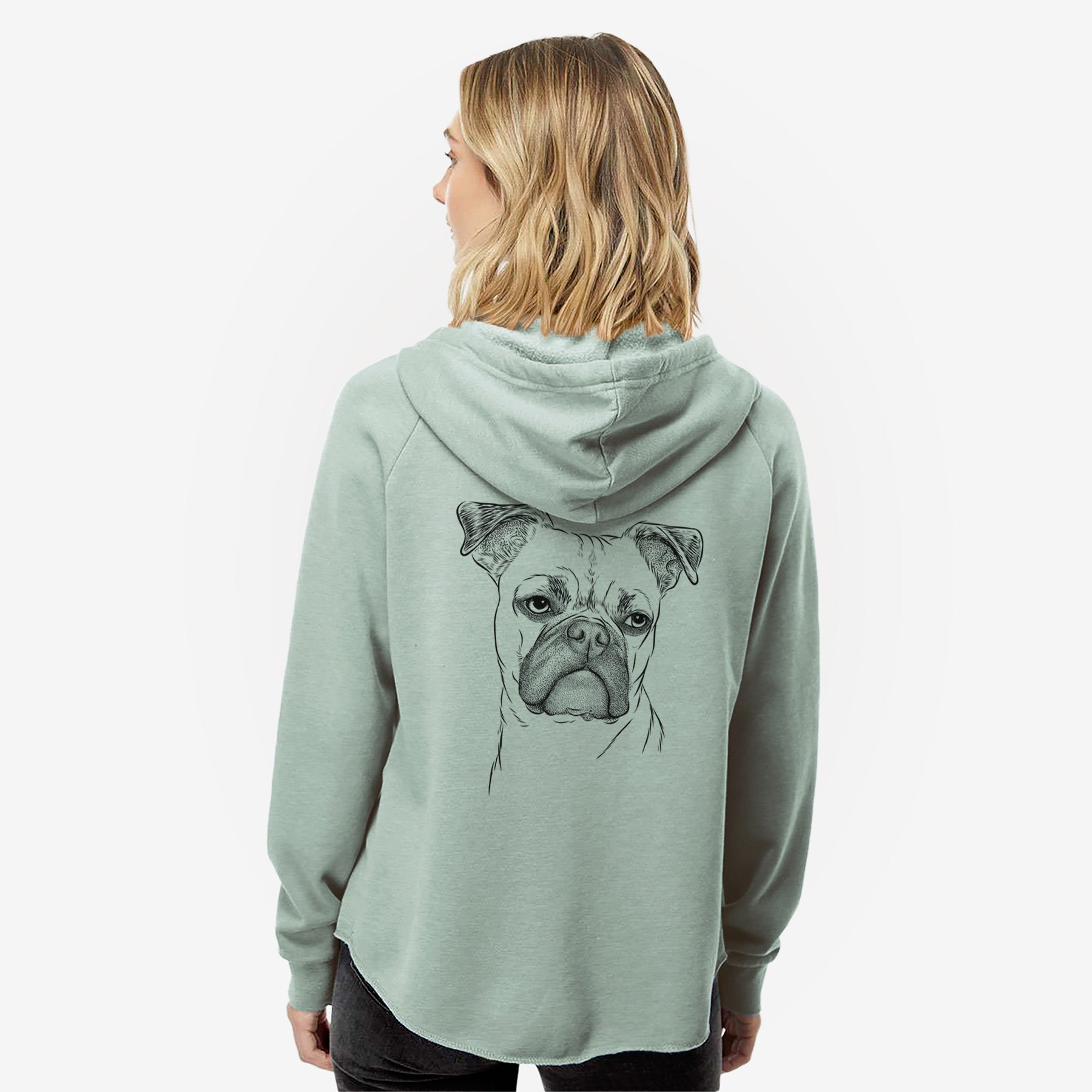 Mack the Bugg (Boston Terrier/Pug) - Women's Cali Wave Zip-Up Sweatshirt