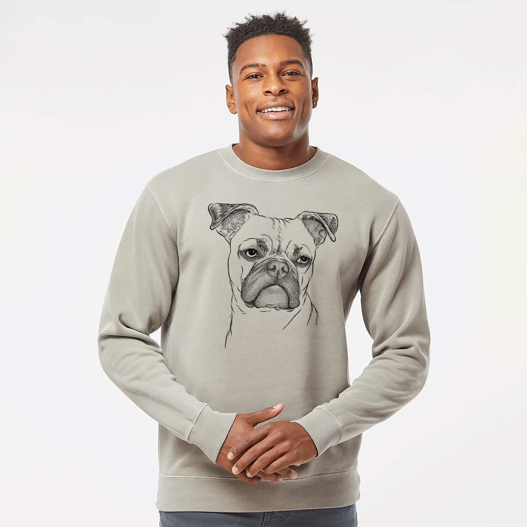 Bare Mack the Bugg (Boston Terrier/Pug) - Unisex Pigment Dyed Crew Sweatshirt