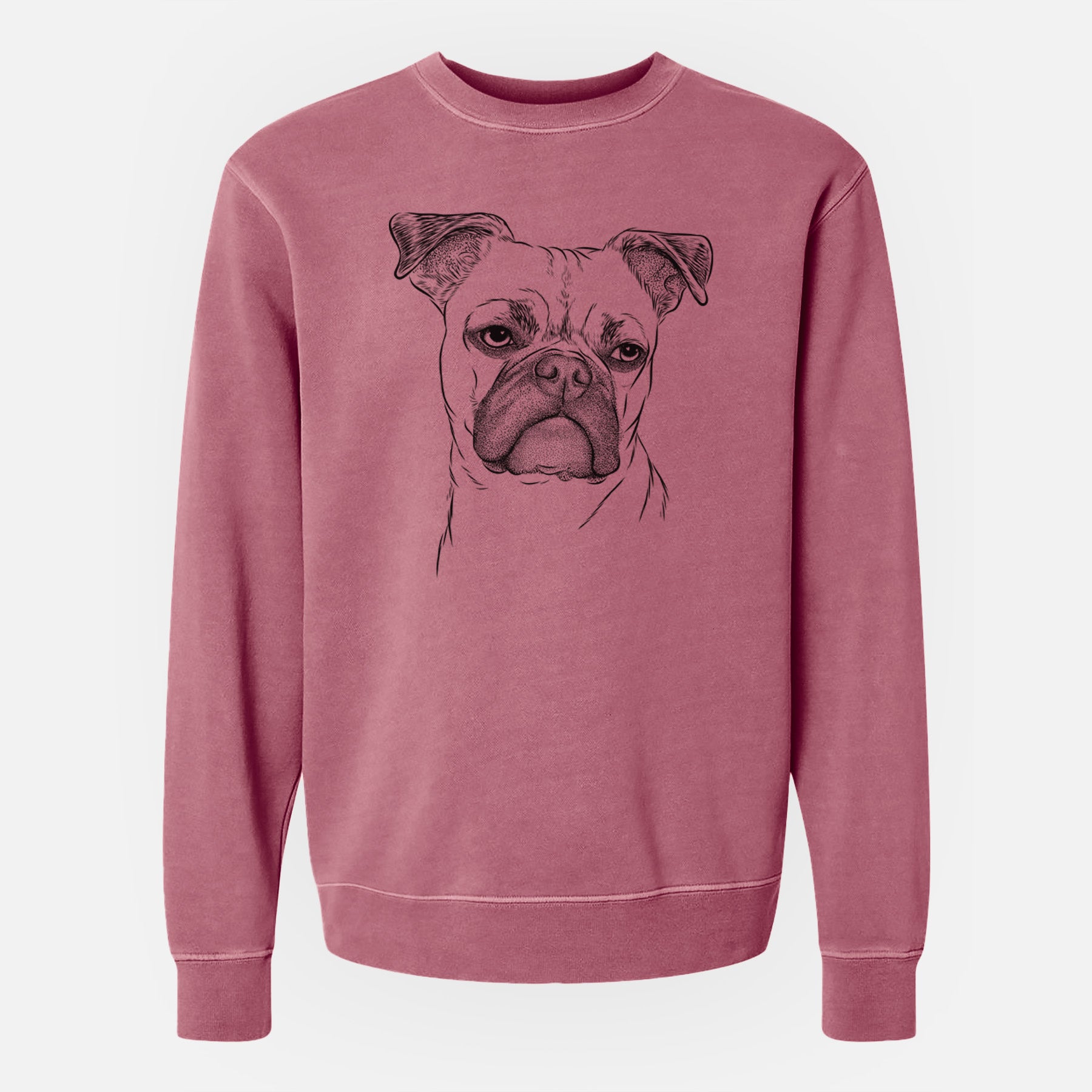 Bare Mack the Bugg (Boston Terrier/Pug) - Unisex Pigment Dyed Crew Sweatshirt