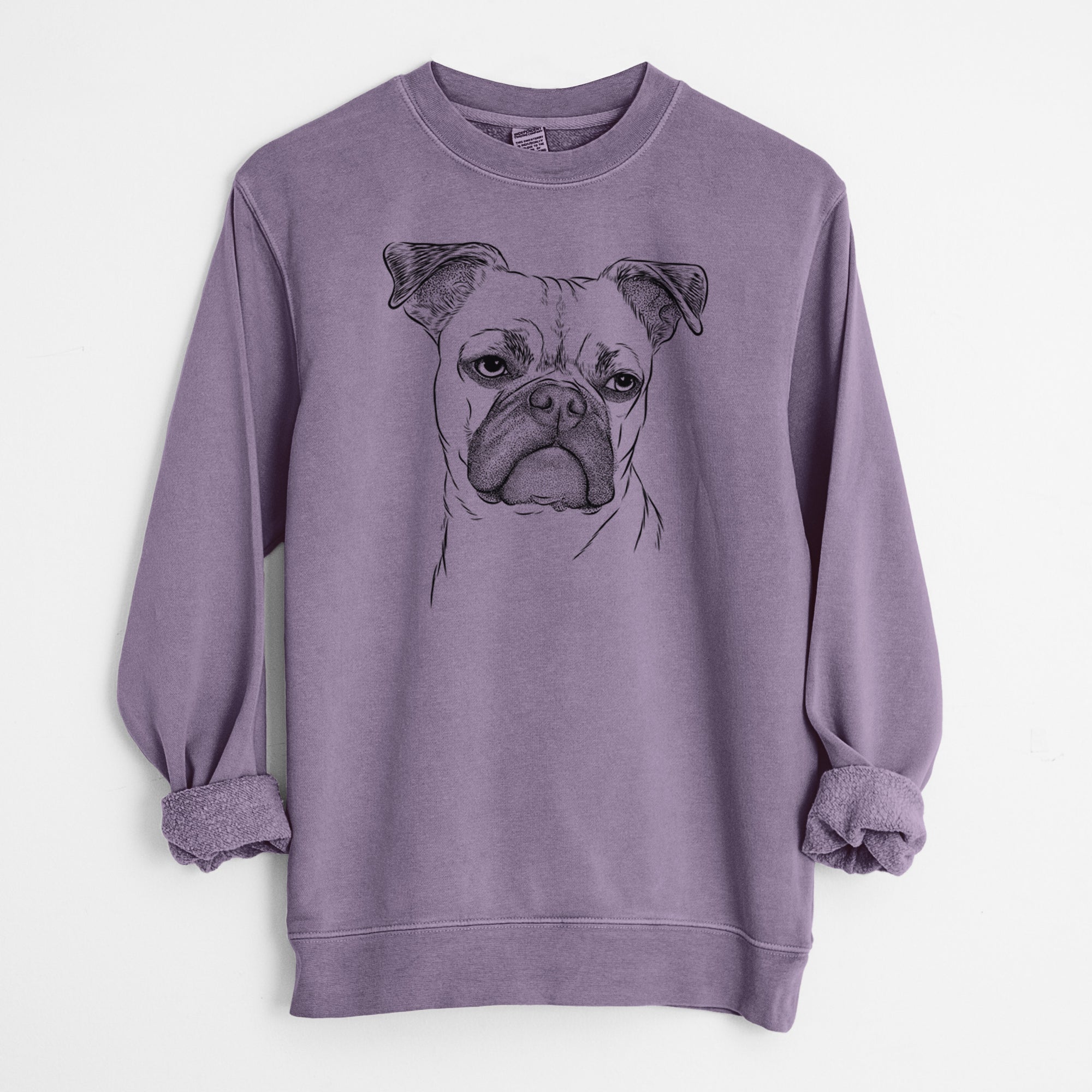 Bare Mack the Bugg (Boston Terrier/Pug) - Unisex Pigment Dyed Crew Sweatshirt