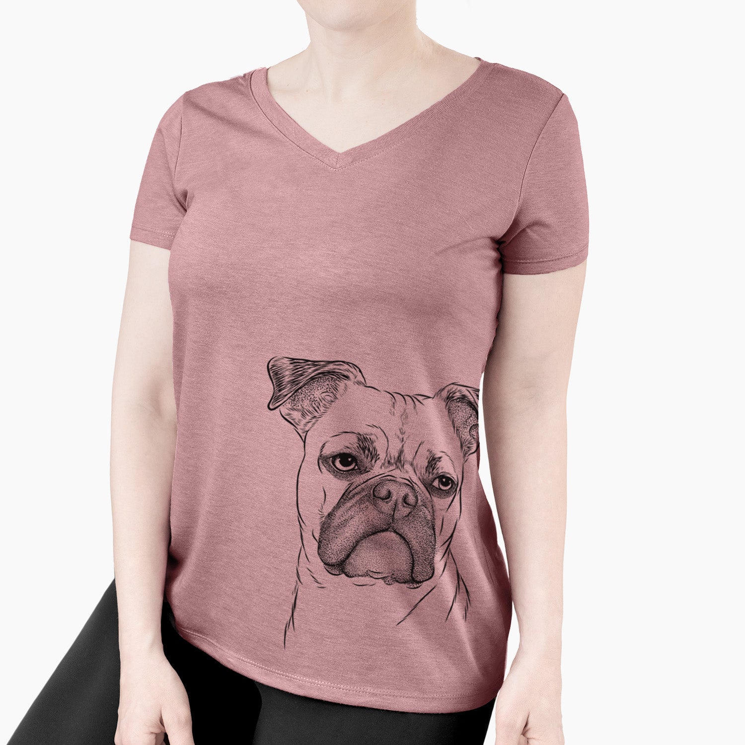 Bare Mack the Bugg (Boston Terrier/Pug) - Women's V-neck Shirt