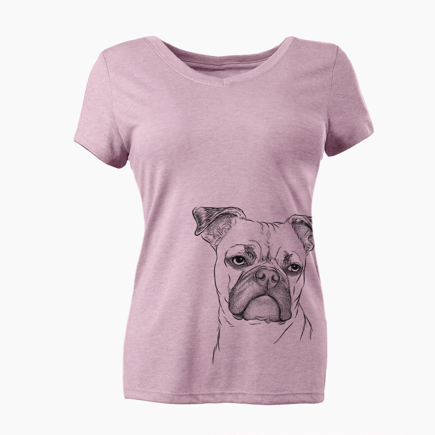 Bare Mack the Bugg (Boston Terrier/Pug) - Women's V-neck Shirt