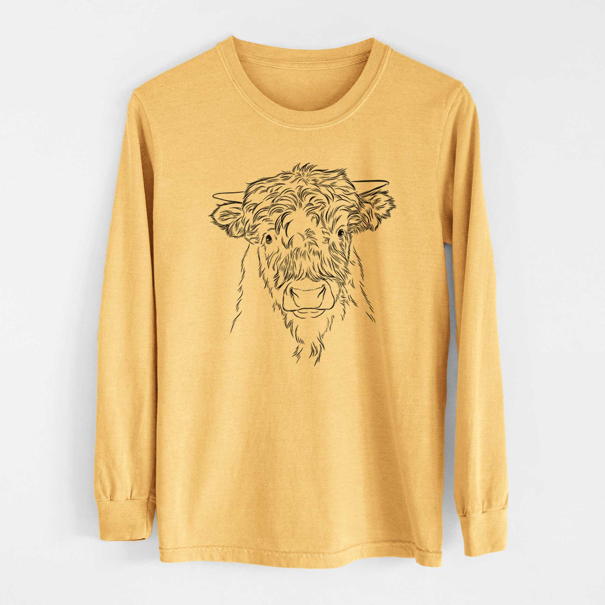 Bare Mack the Scottish Highland Cow - Heavyweight 100% Cotton Long Sleeve