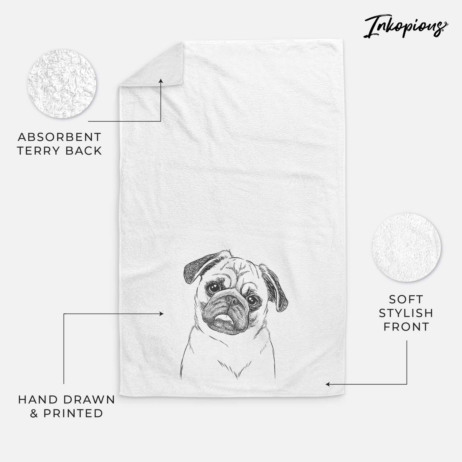 Macy the Pug Decorative Hand Towel