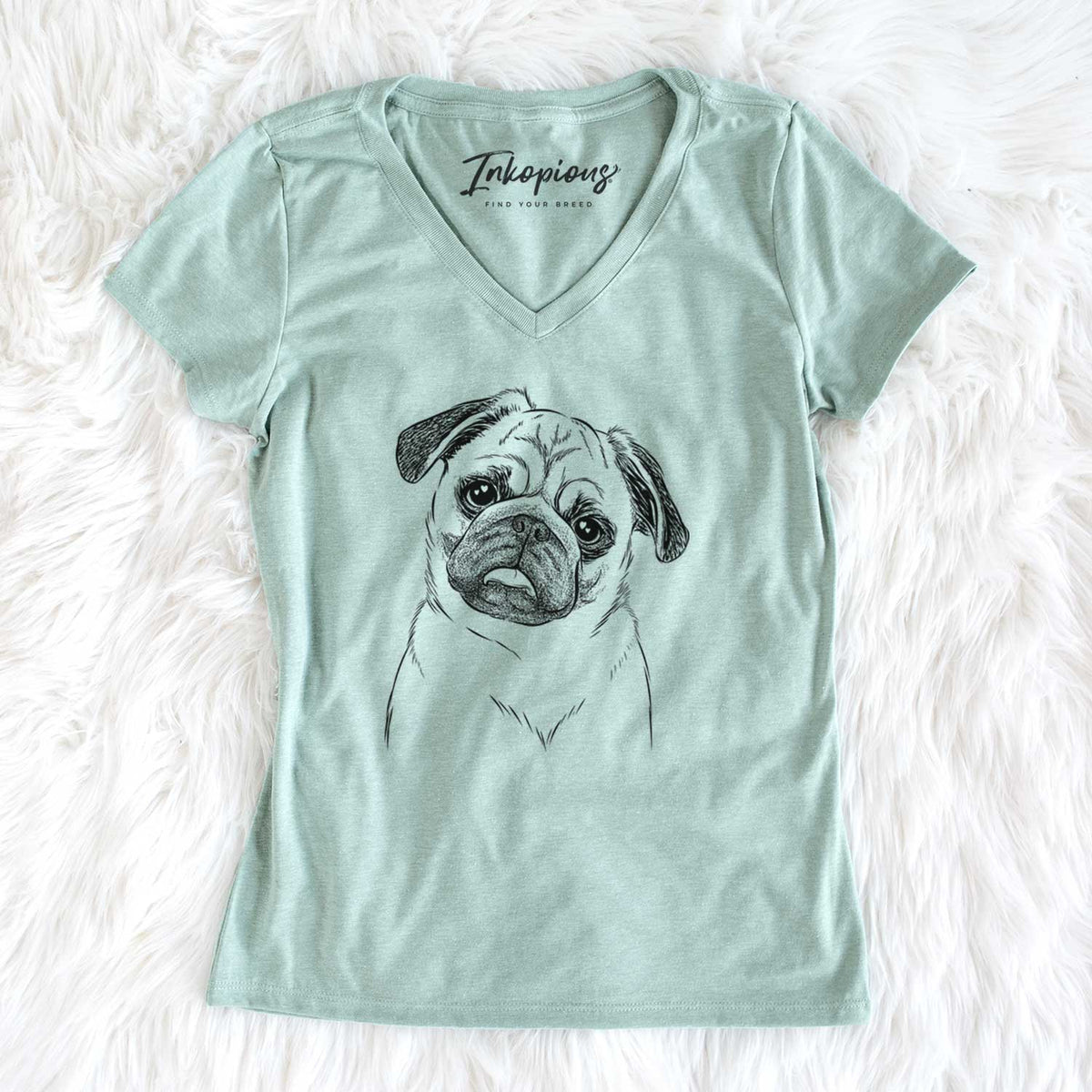 Bare Macy the Pug - Women&#39;s V-neck Shirt