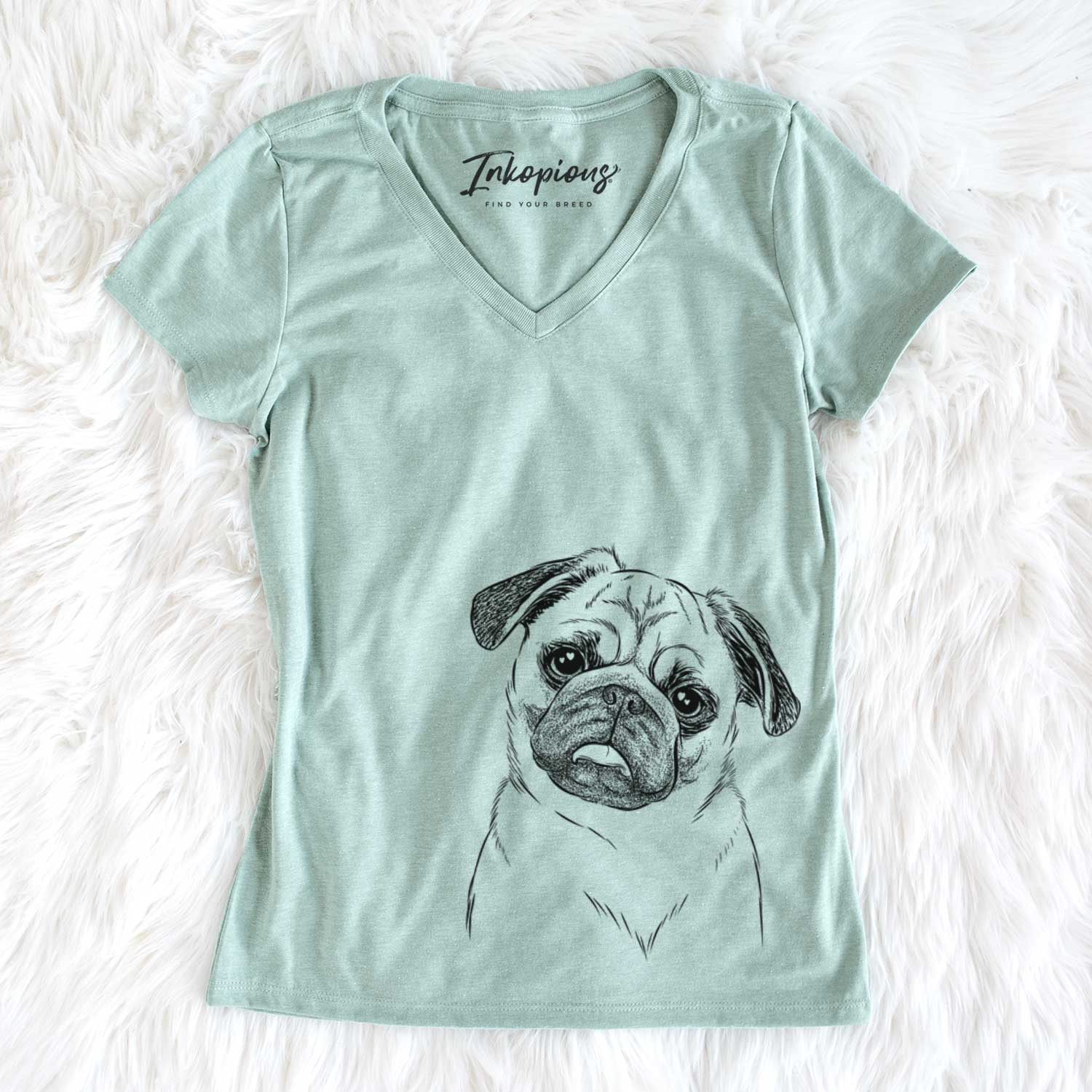 Bare Macy the Pug - Women's V-neck Shirt