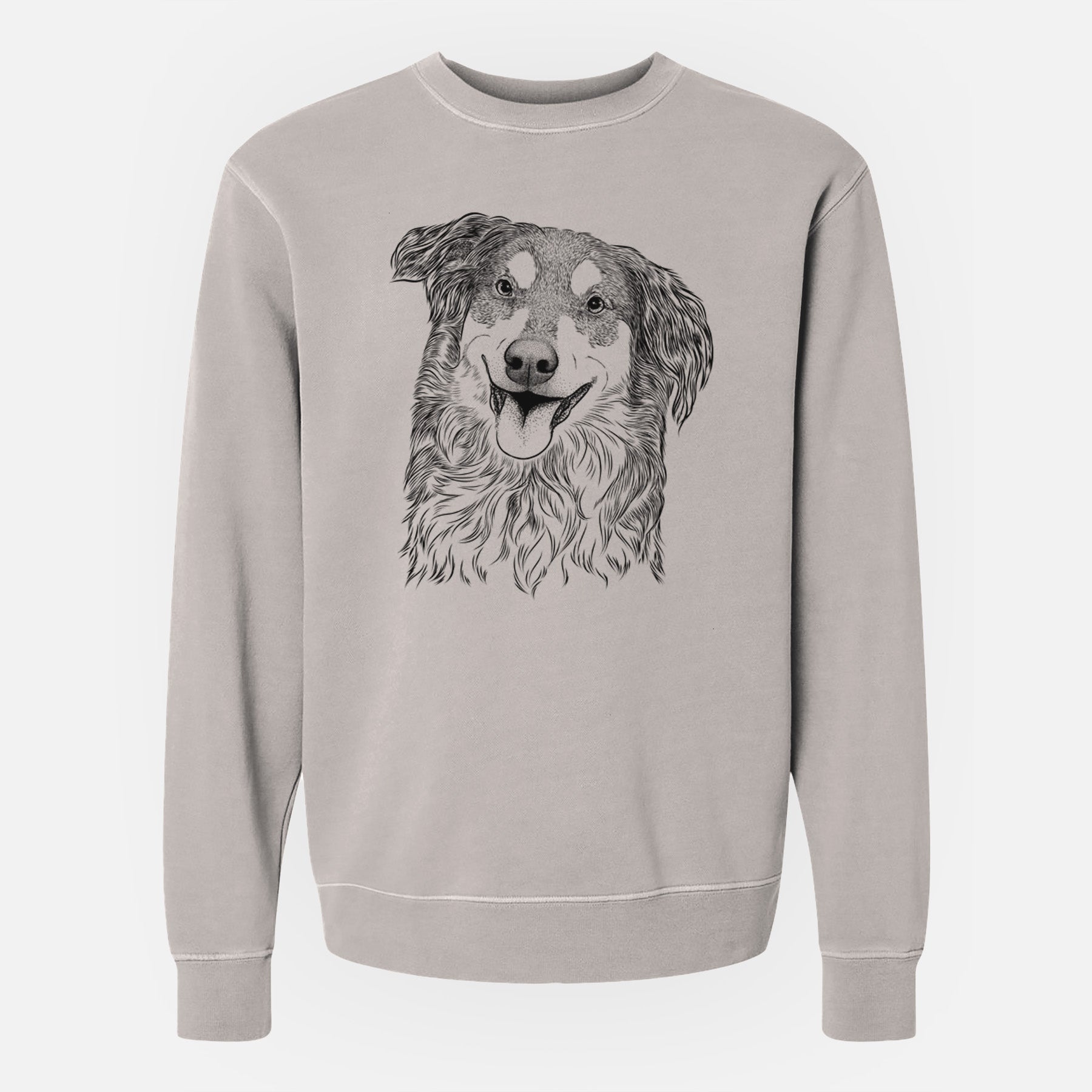 Bare Maddie the English Shepherd - Unisex Pigment Dyed Crew Sweatshirt