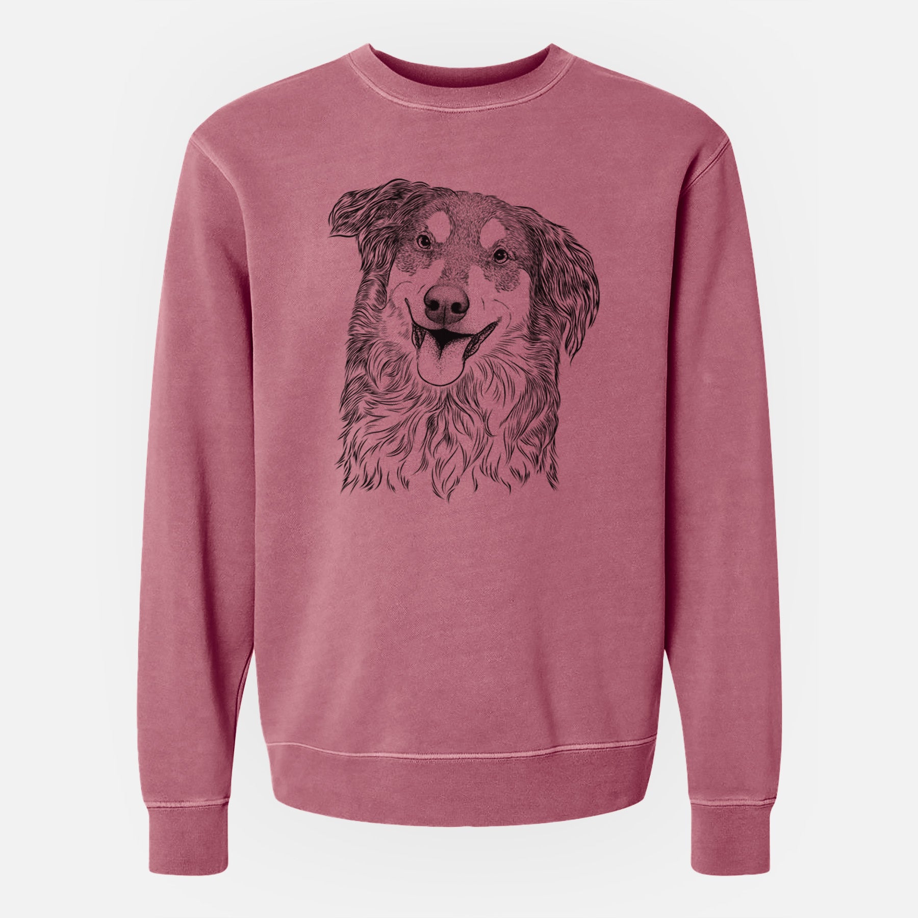 Bare Maddie the English Shepherd - Unisex Pigment Dyed Crew Sweatshirt