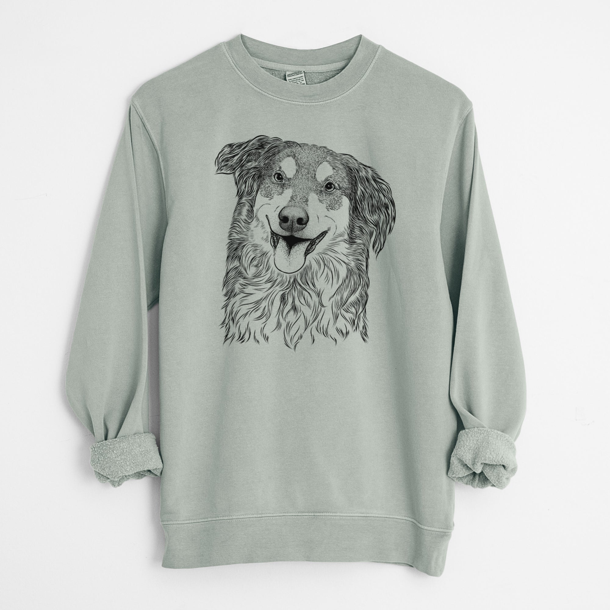 Bare Maddie the English Shepherd - Unisex Pigment Dyed Crew Sweatshirt