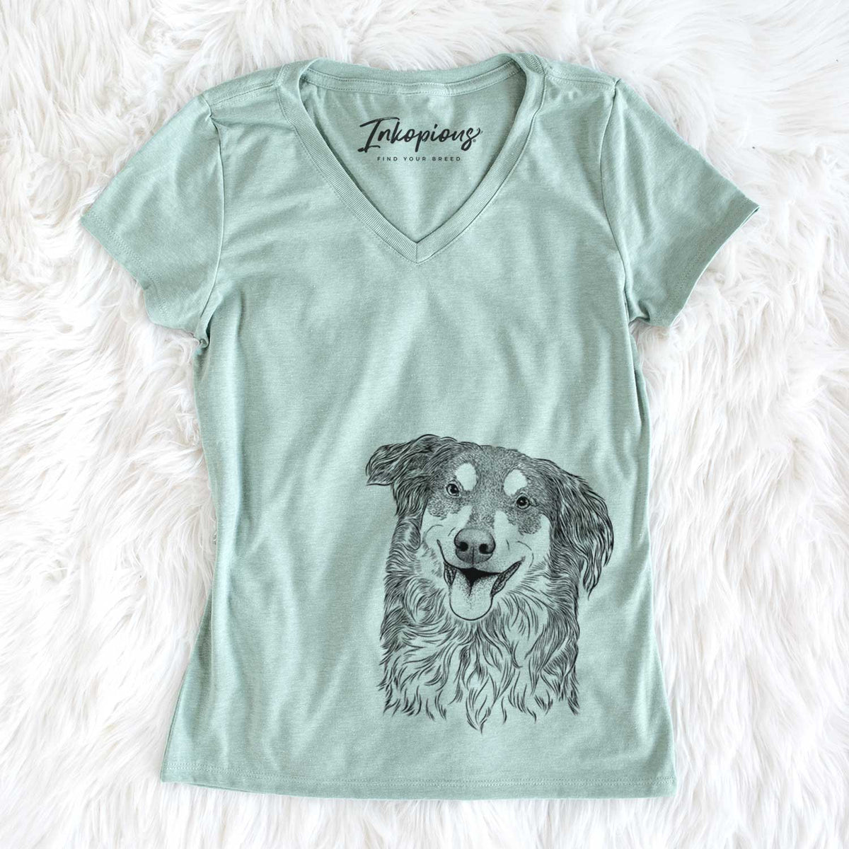 Bare Maddie the English Shepherd - Women's V-neck Shirt