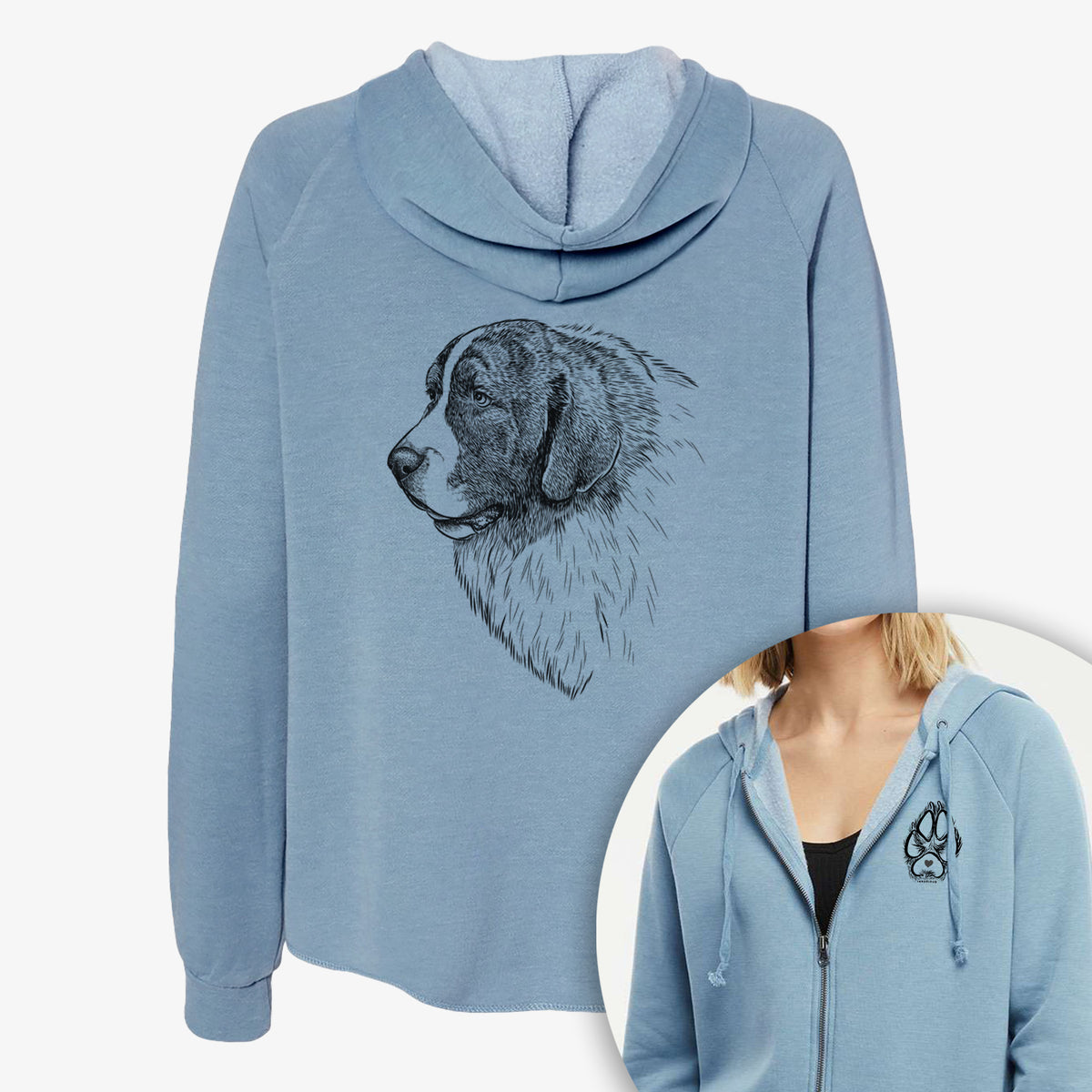 Magnus the Pyrenean Mastiff - Women&#39;s Cali Wave Zip-Up Sweatshirt