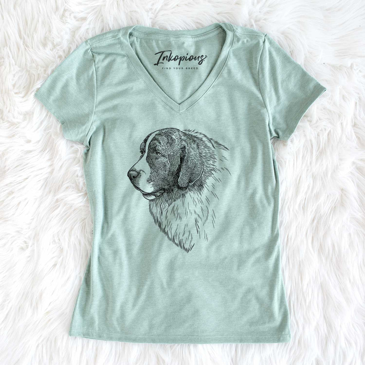 Bare Magnus the Pyrenean Mastiff - Women&#39;s V-neck Shirt