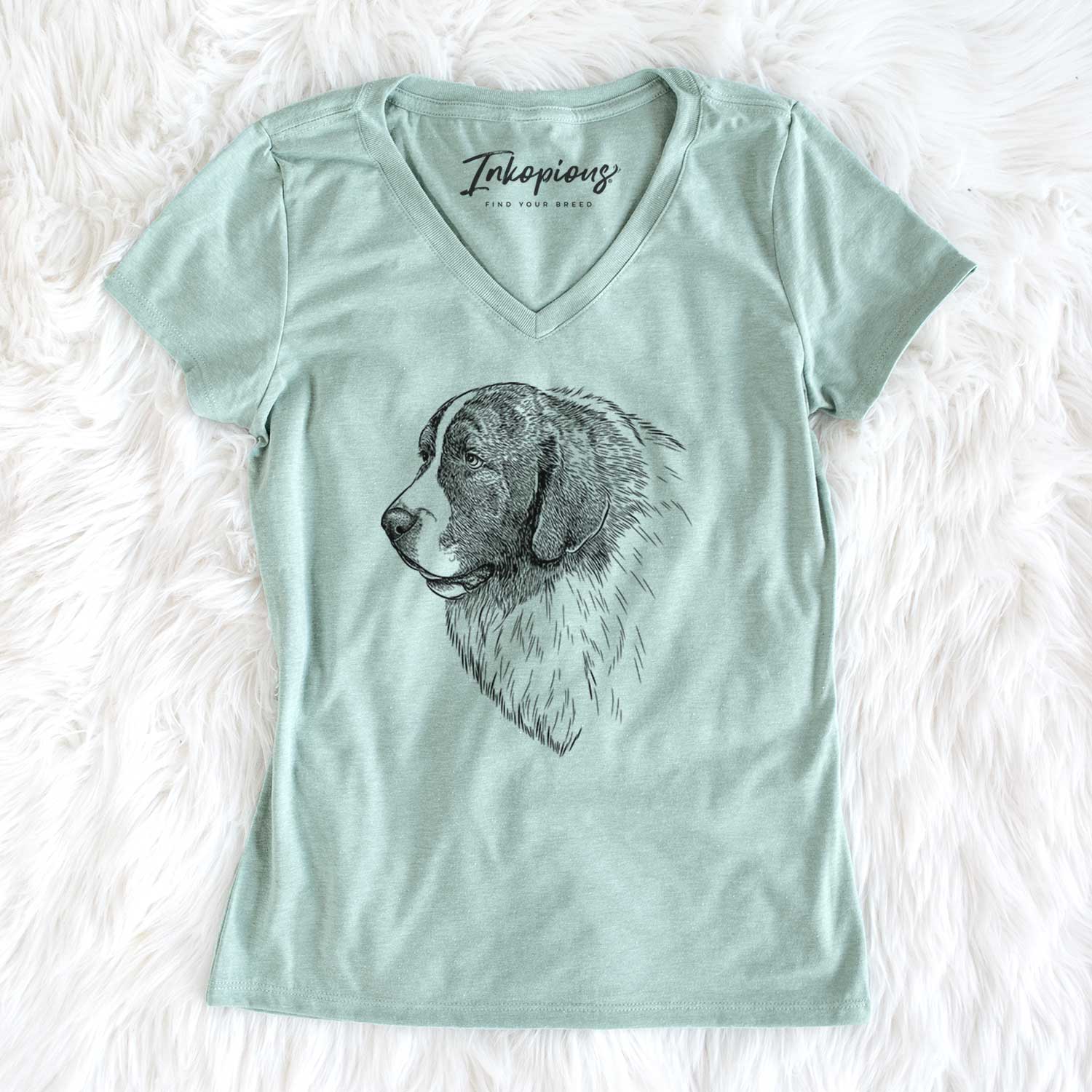 Bare Magnus the Pyrenean Mastiff - Women's V-neck Shirt