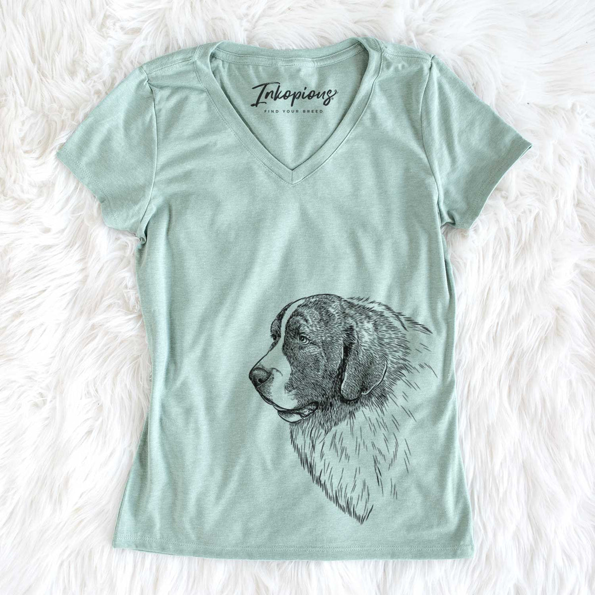 Bare Magnus the Pyrenean Mastiff - Women's V-neck Shirt