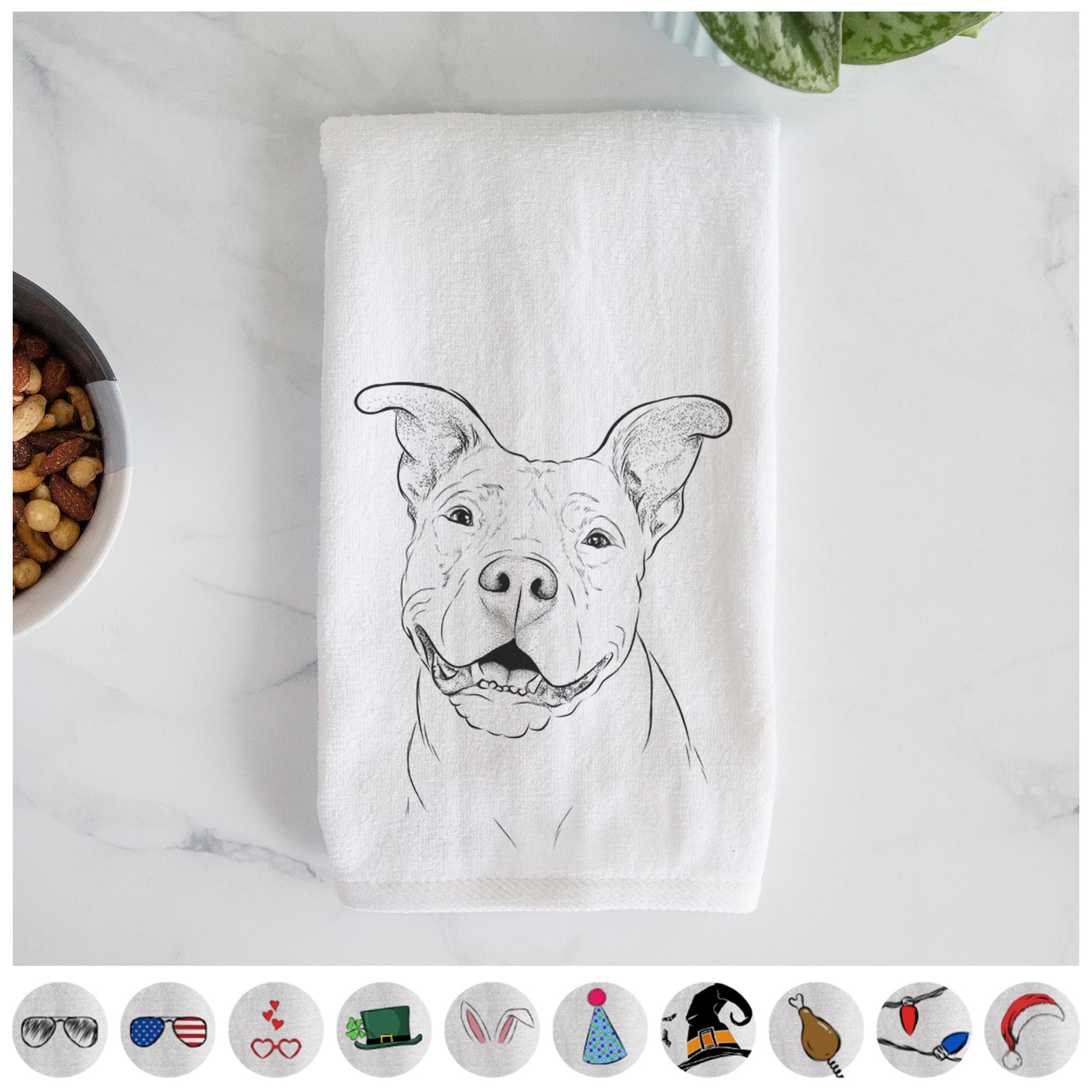 Malibu the Staffordshire Terrier/Pitbull Mix Decorative Hand Towel