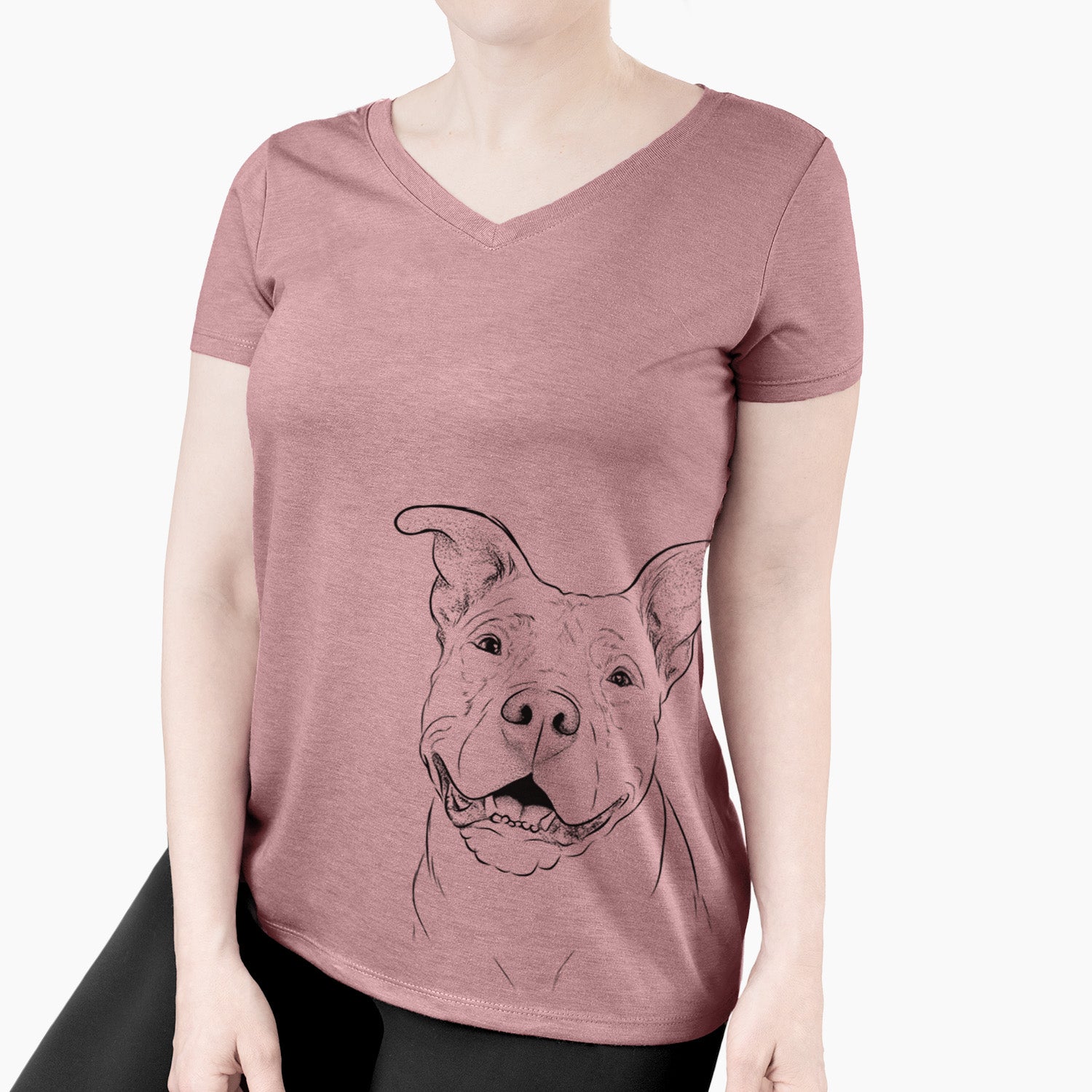 Bare Malibu the Staffordshire Terrier/Pitbull Mix - Women's V-neck Shirt