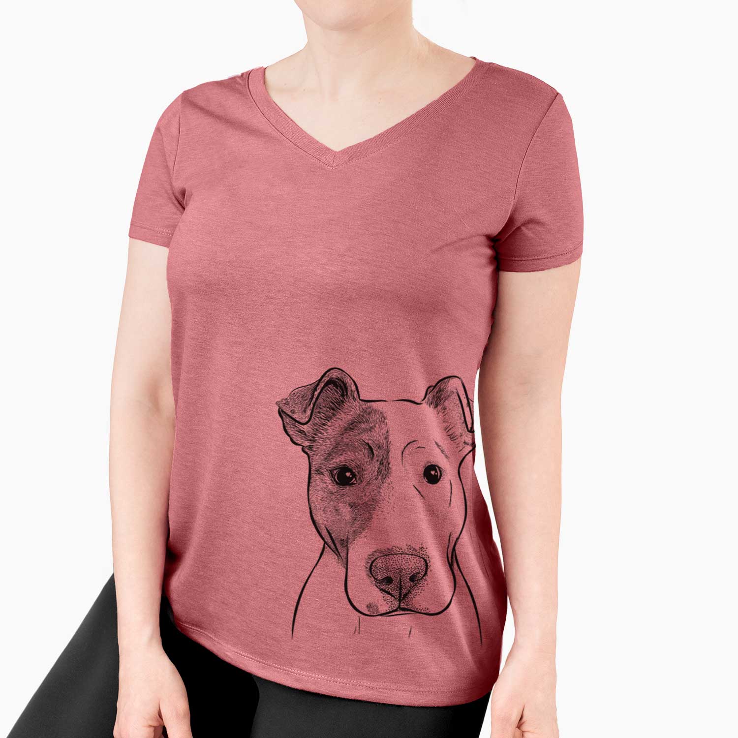 Bare Manchi the Pitbull Mix - Women's V-neck Shirt