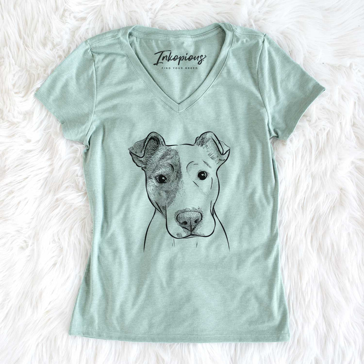 Bare Manchi the Pitbull Mix - Women&#39;s V-neck Shirt