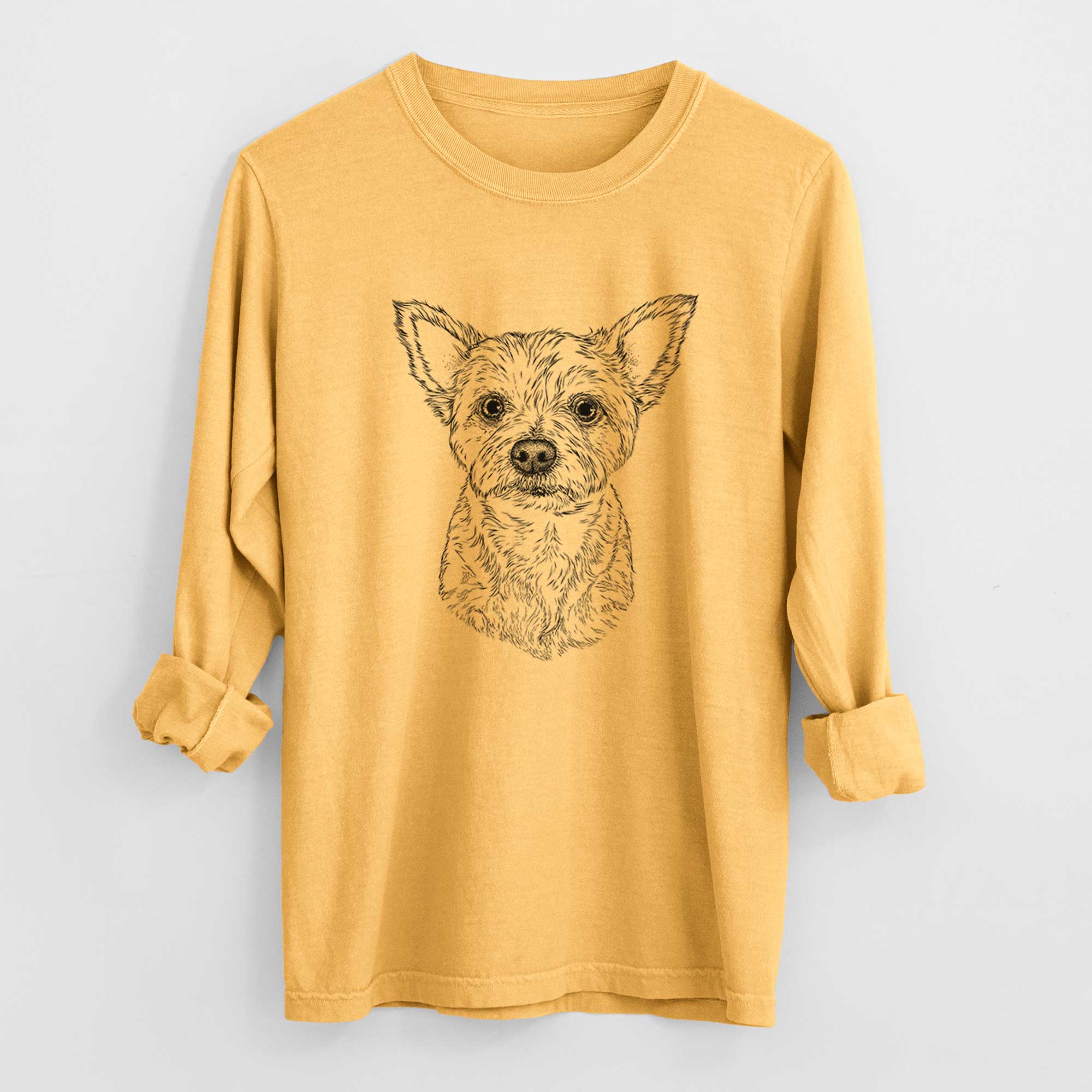 Bare Mango the Yorker Cairn Terrier Mix - Heavyweight 100% Cotton Long Sleeve