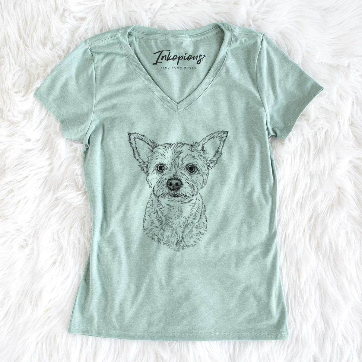 Bare Mango the Yorker Cairn Terrier Mix - Women&#39;s V-neck Shirt