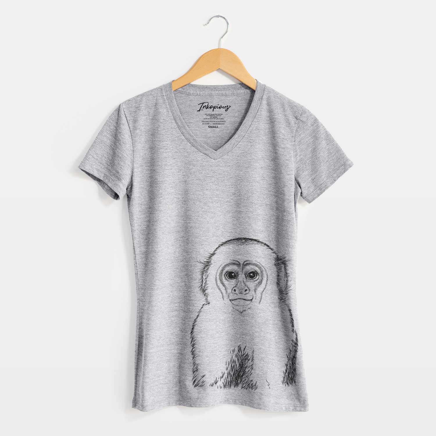 Bare Marcel the Capuchin Monkey - Women's V-neck Shirt