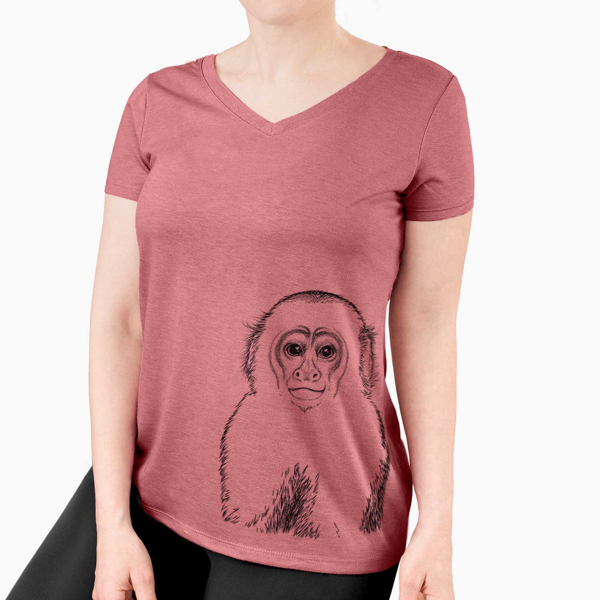 Bare Marcel the Capuchin Monkey - Women's V-neck Shirt