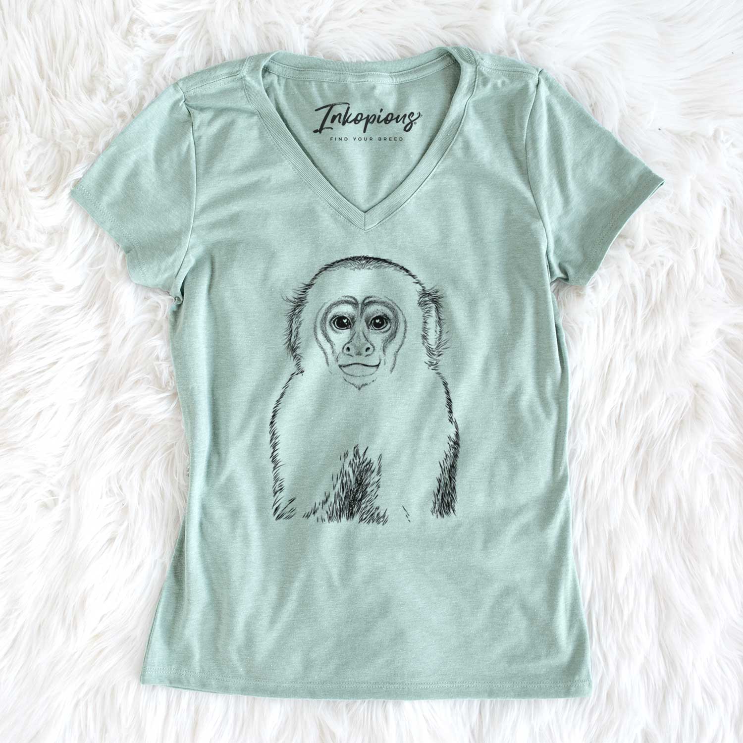 Bare Marcel the Capuchin Monkey - Women's V-neck Shirt