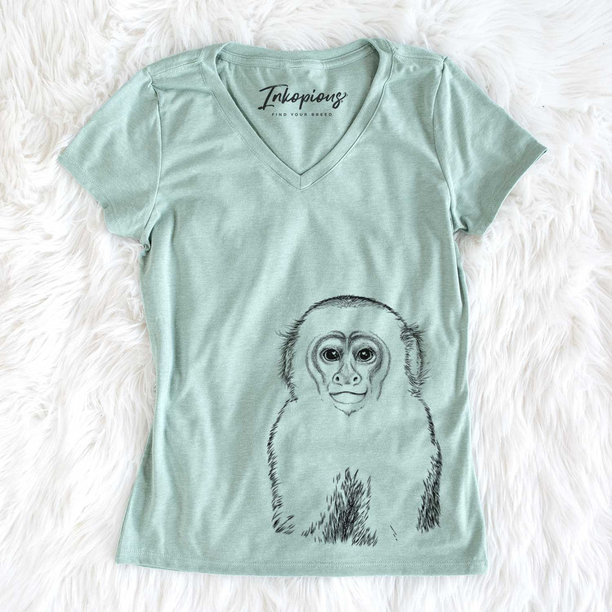 Bare Marcel the Capuchin Monkey - Women's V-neck Shirt