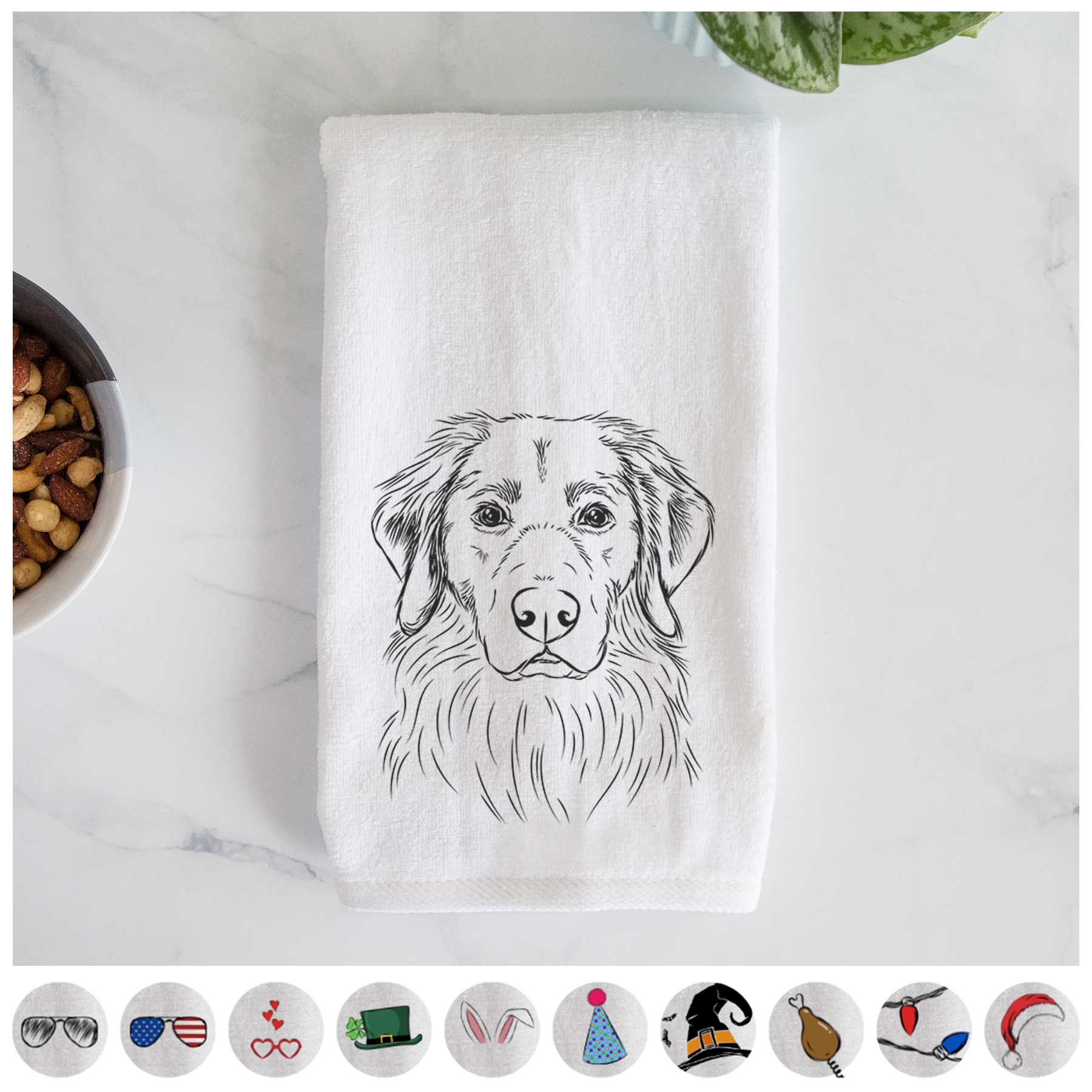 Marley the Golden Retriever Decorative Hand Towel