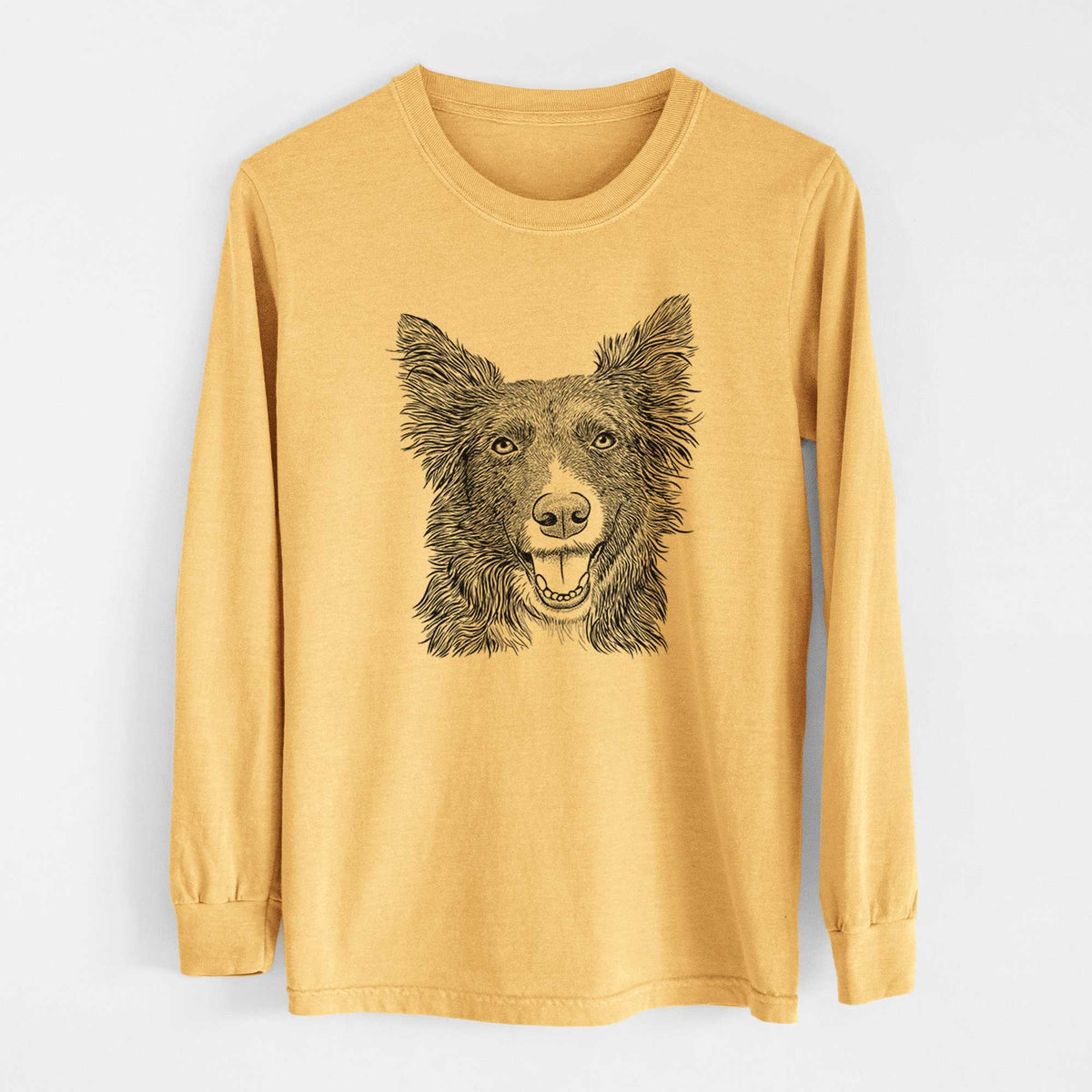 Bare Marti the Border Collie - Heavyweight 100% Cotton Long Sleeve