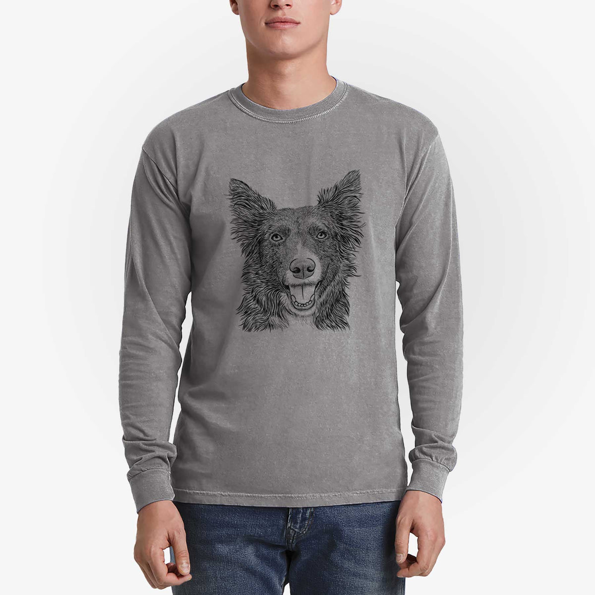Bare Marti the Border Collie - Heavyweight 100% Cotton Long Sleeve