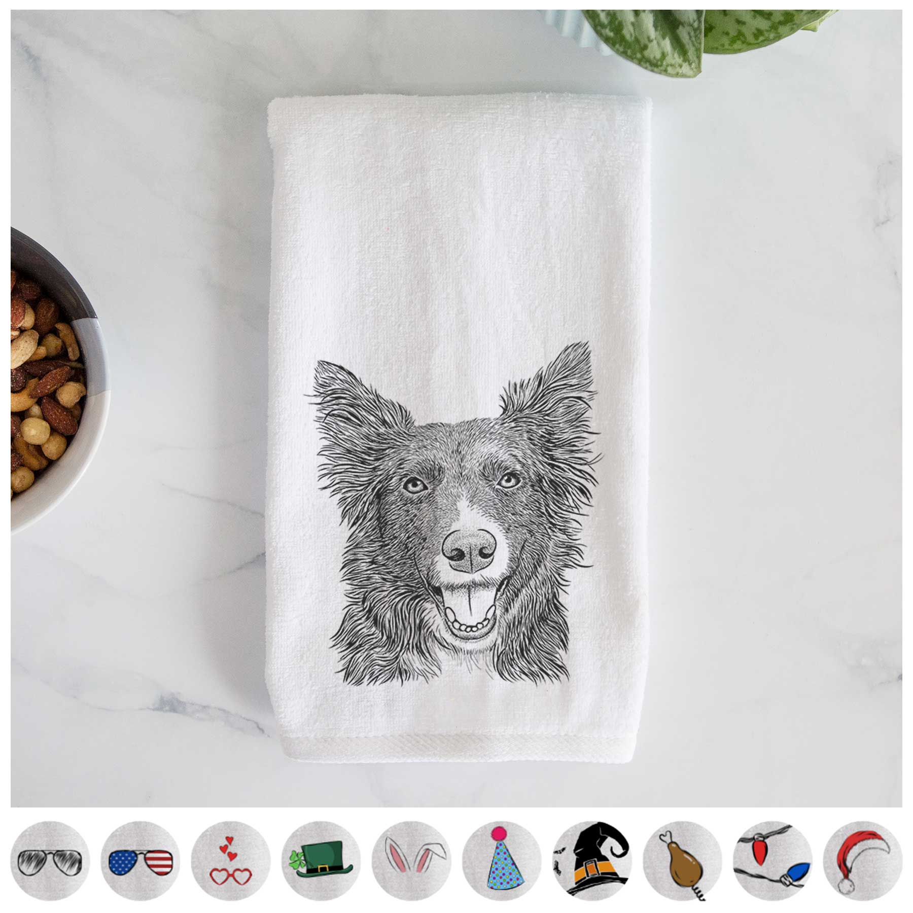 Marti the Border Collie Decorative Hand Towel