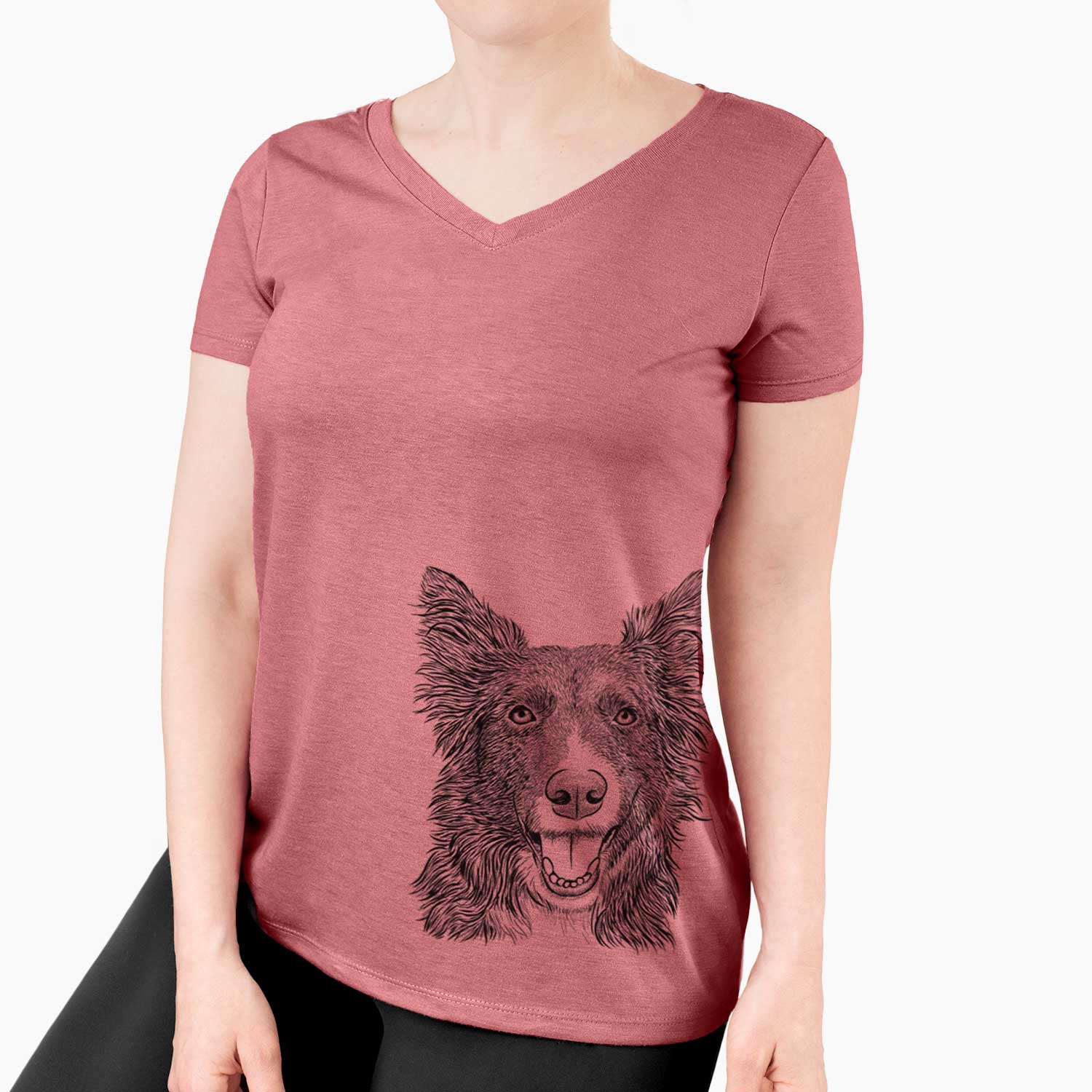 Bare Marti the Border Collie - Women's V-neck Shirt