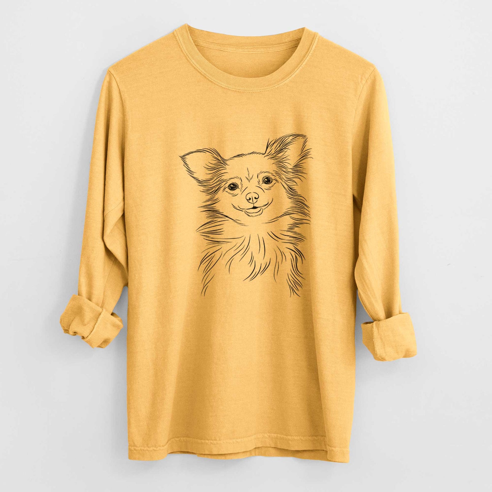 Bare Marzi the Long Haired Chihuahua - Heavyweight 100% Cotton Long Sleeve