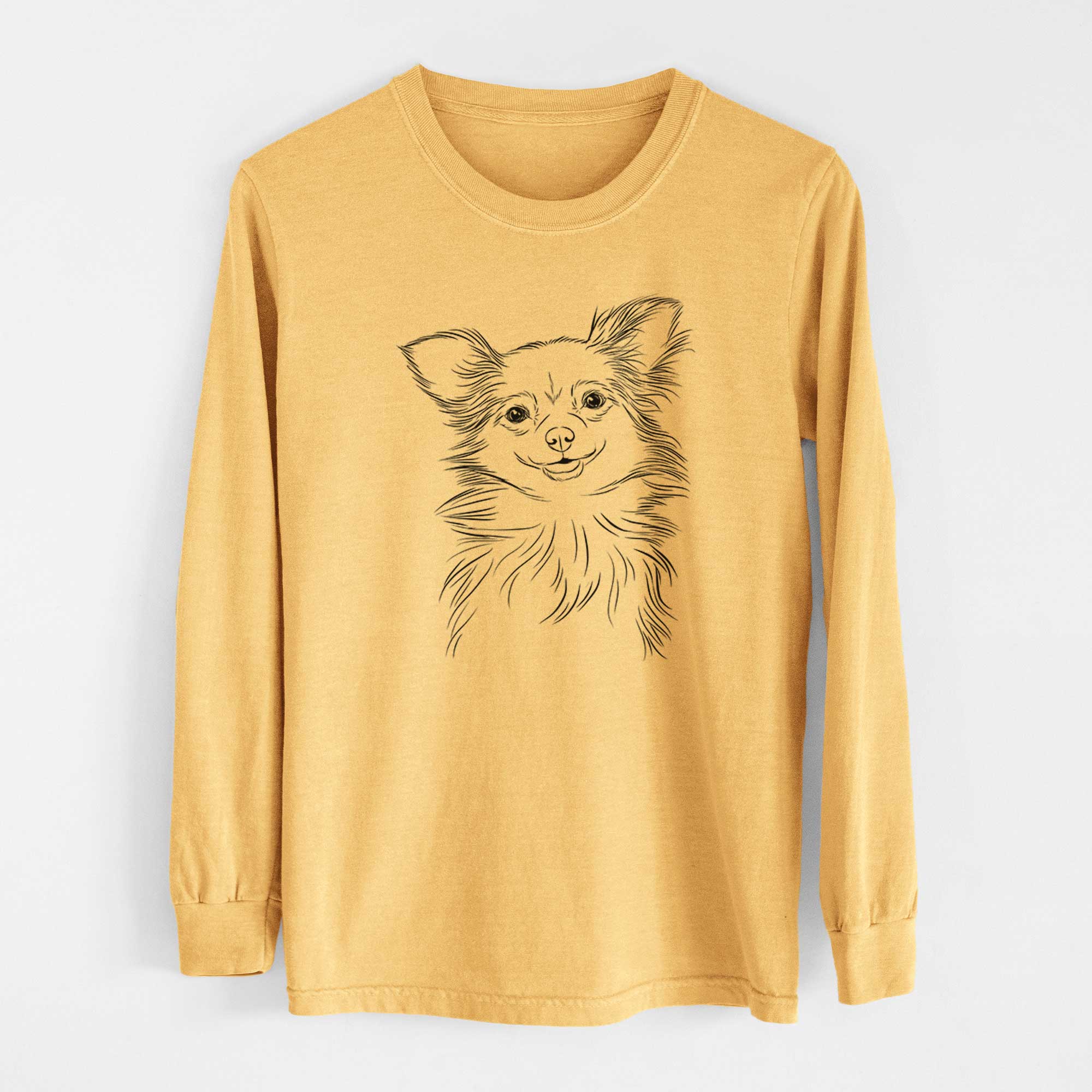 Bare Marzi the Long Haired Chihuahua - Heavyweight 100% Cotton Long Sleeve