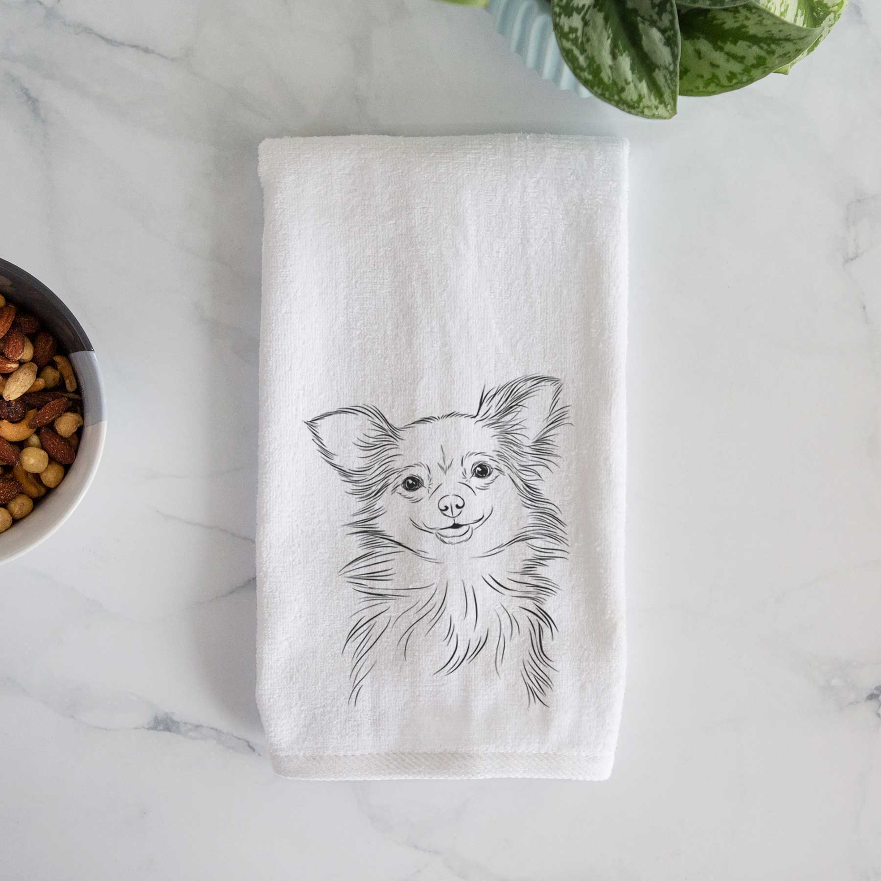 Marzi the Long Haired Chihuahua Decorative Hand Towel