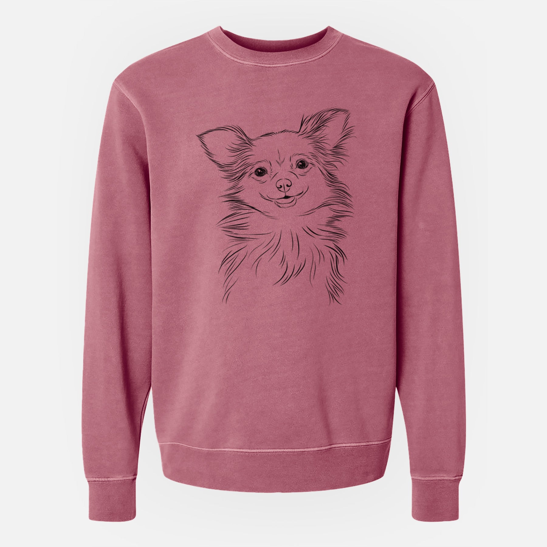 Bare Marzi the Long Haired Chihuahua - Unisex Pigment Dyed Crew Sweatshirt