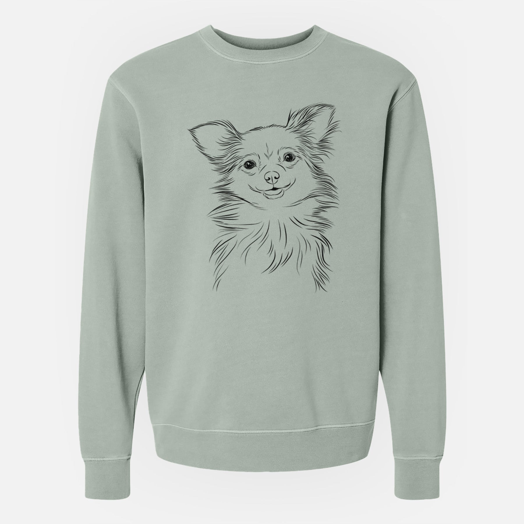 Bare Marzi the Long Haired Chihuahua - Unisex Pigment Dyed Crew Sweatshirt