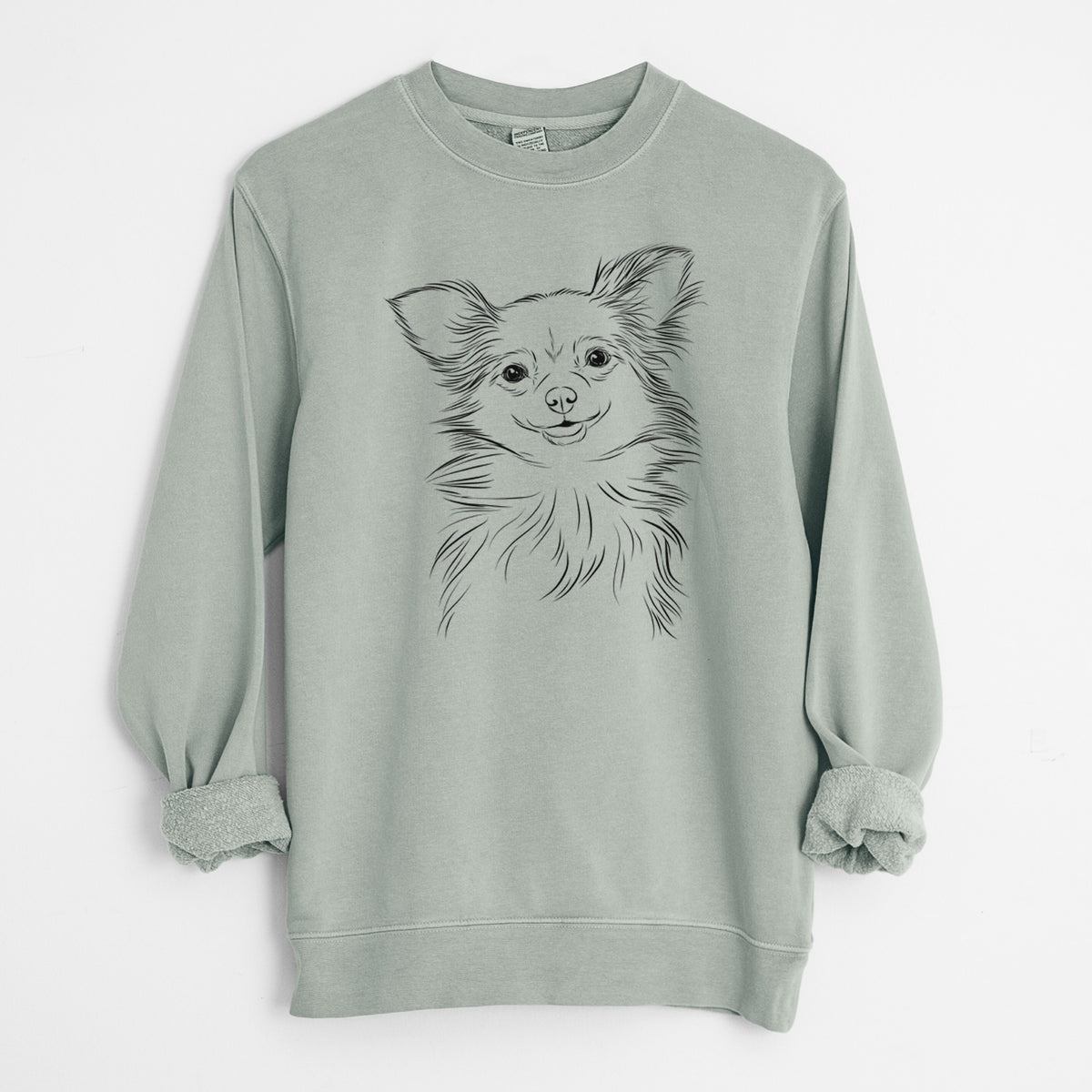 Bare Marzi the Long Haired Chihuahua - Unisex Pigment Dyed Crew Sweatshirt