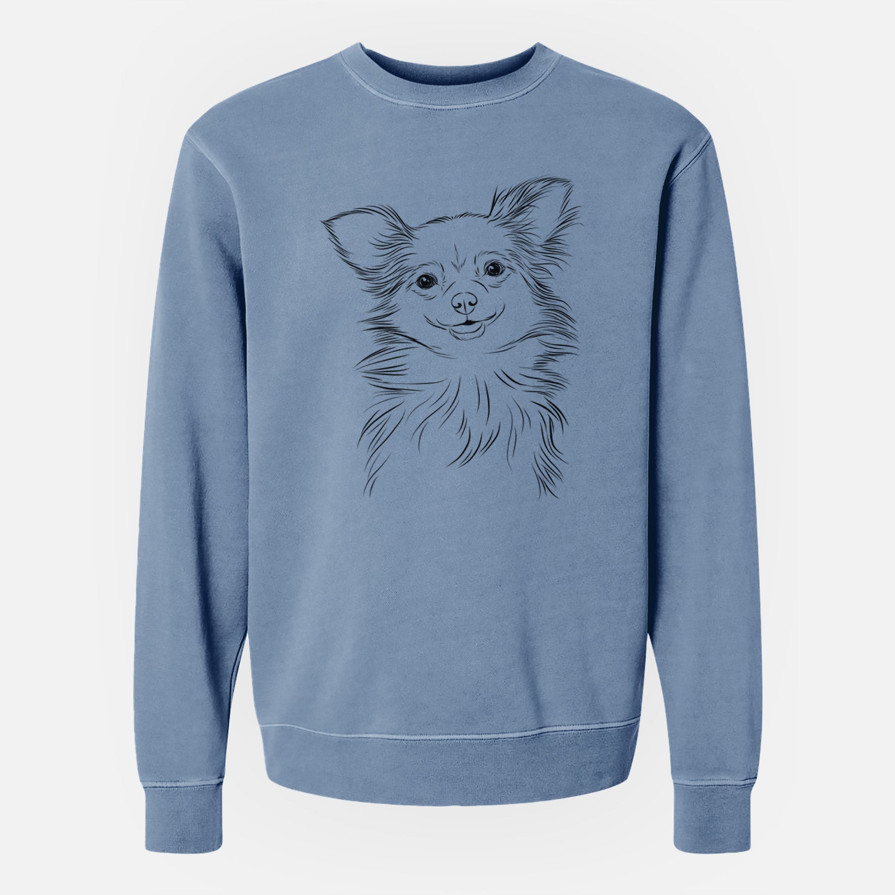 Bare Marzi the Long Haired Chihuahua - Unisex Pigment Dyed Crew Sweatshirt