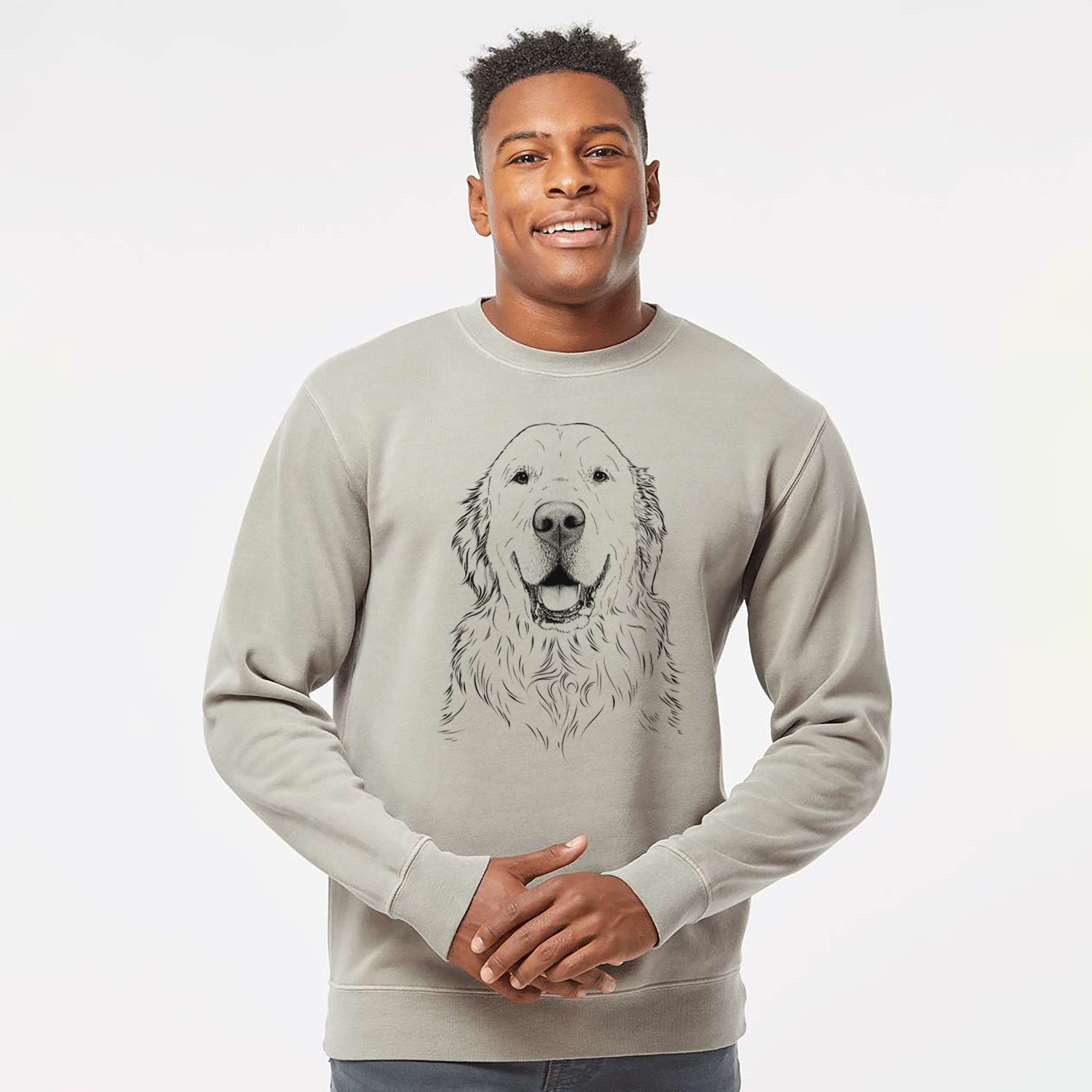 Bare Maximus the Golden Retriever - Unisex Pigment Dyed Crew Sweatshirt