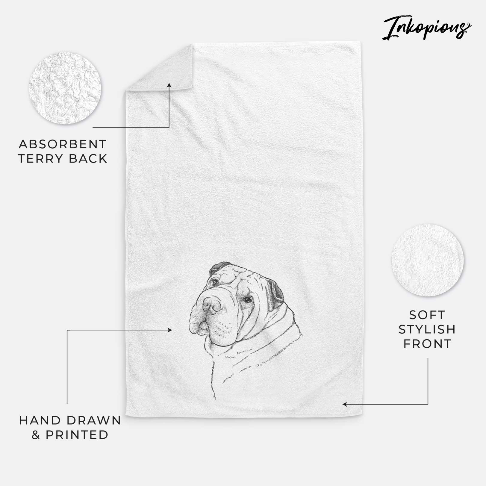 Maximus the Shar Pei Decorative Hand Towel