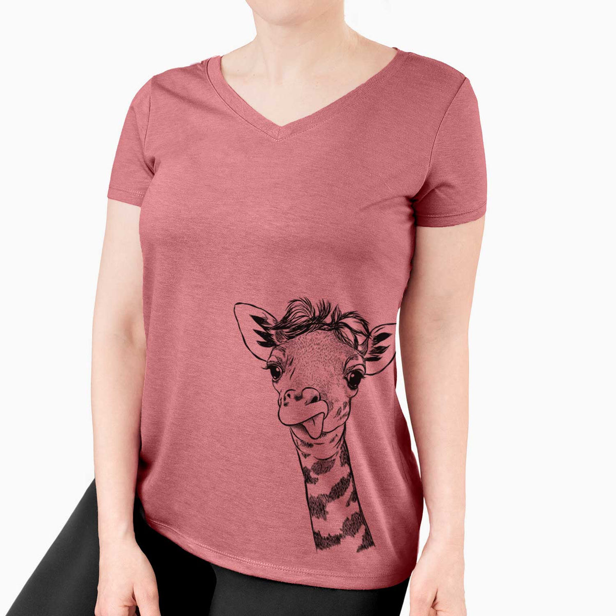 Bare Mel the Baby Giraffe - Women's V-neck Shirt