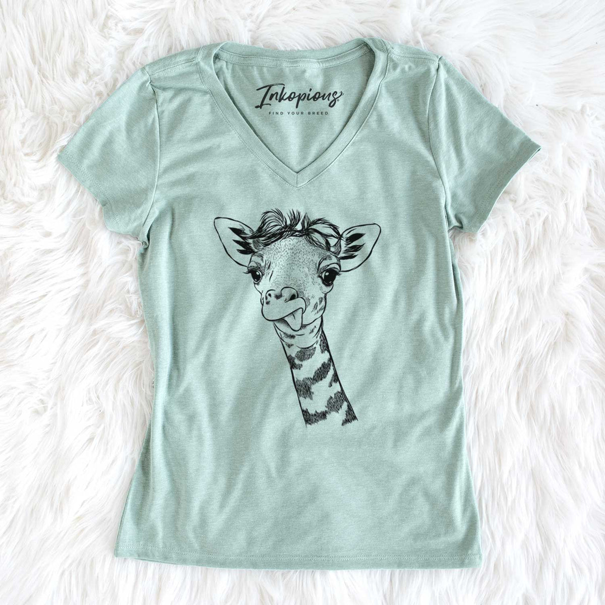 Bare Mel the Baby Giraffe - Women&#39;s V-neck Shirt