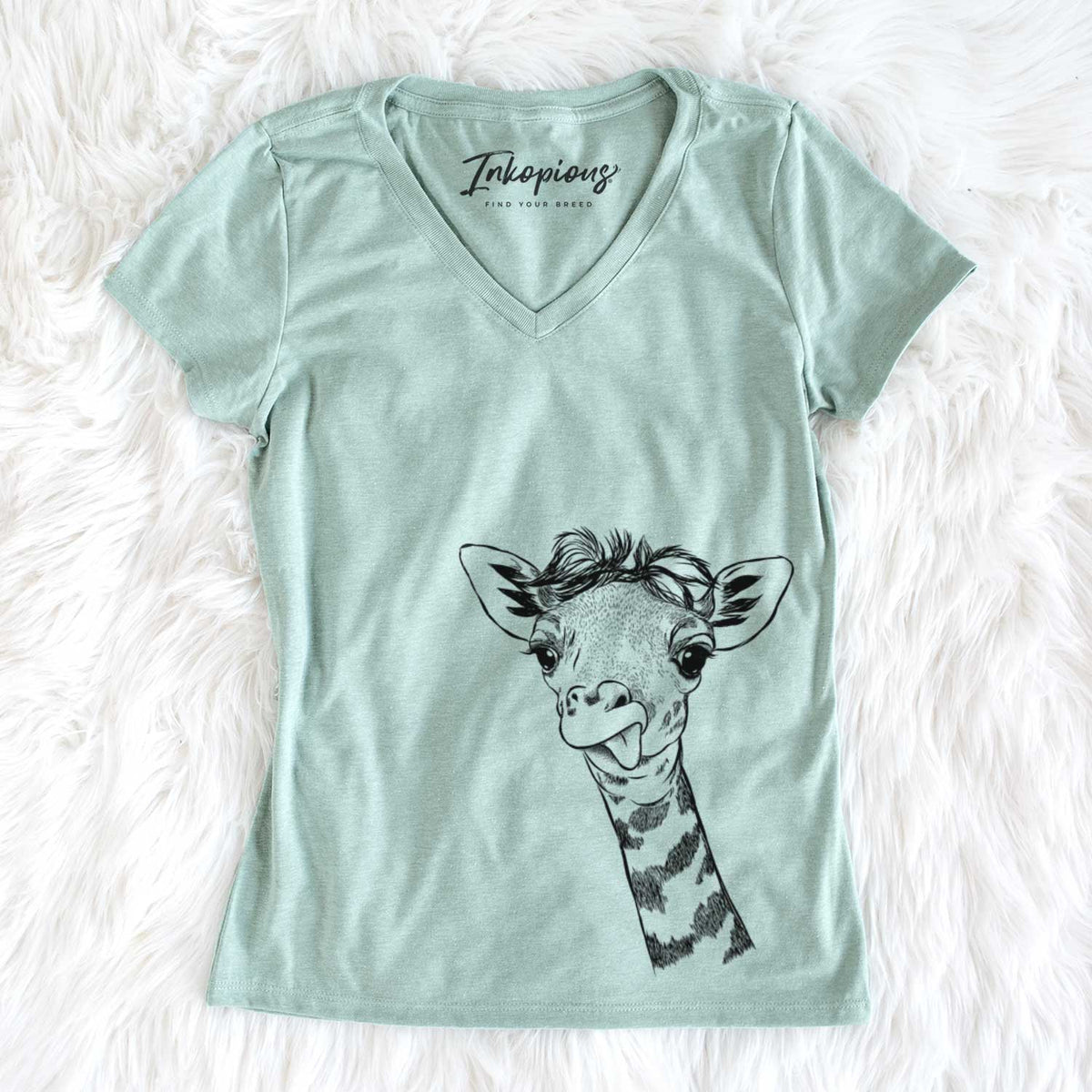 Bare Mel the Baby Giraffe - Women's V-neck Shirt