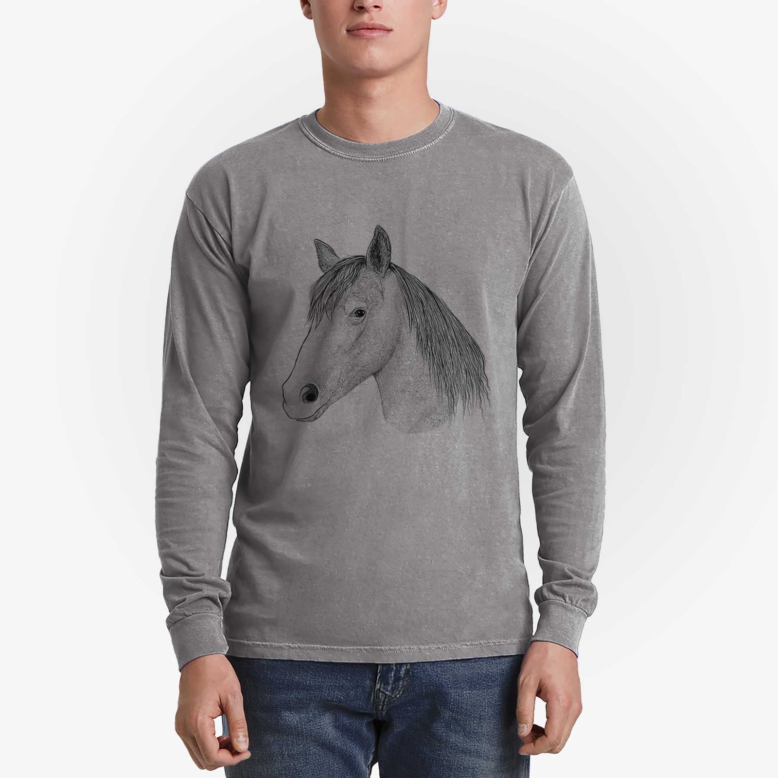 Bare Midnight the Missouri Foxtrotter Horse - Heavyweight 100% Cotton Long Sleeve