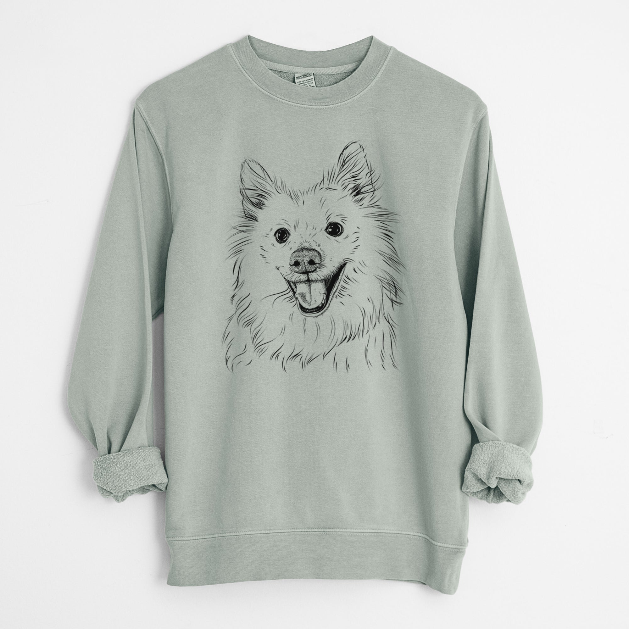 Bare Miki the American Eskimo - Unisex Pigment Dyed Crew Sweatshirt